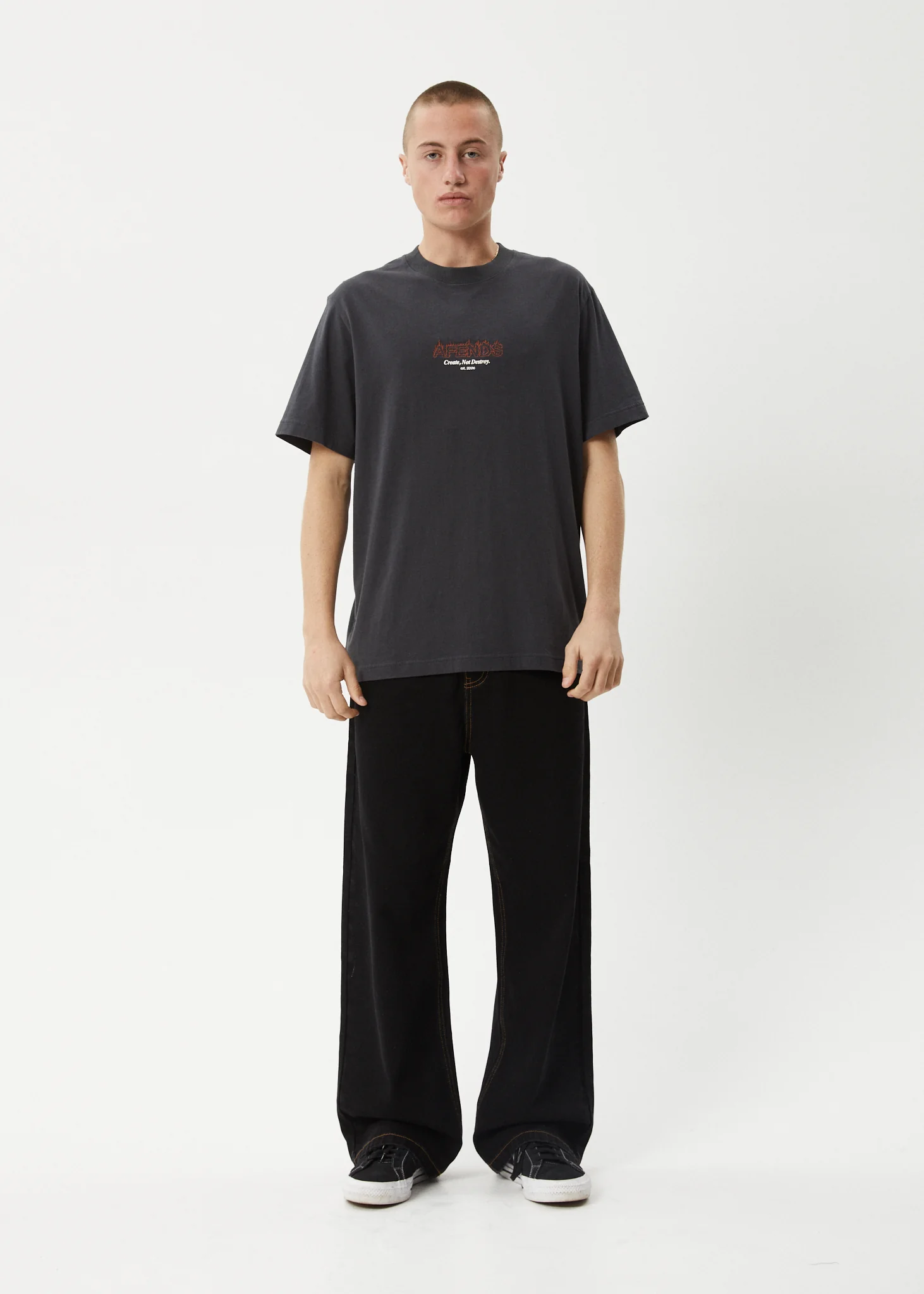 AFENDS Mens Ember - Retro Tee - Charcoal - Image 7