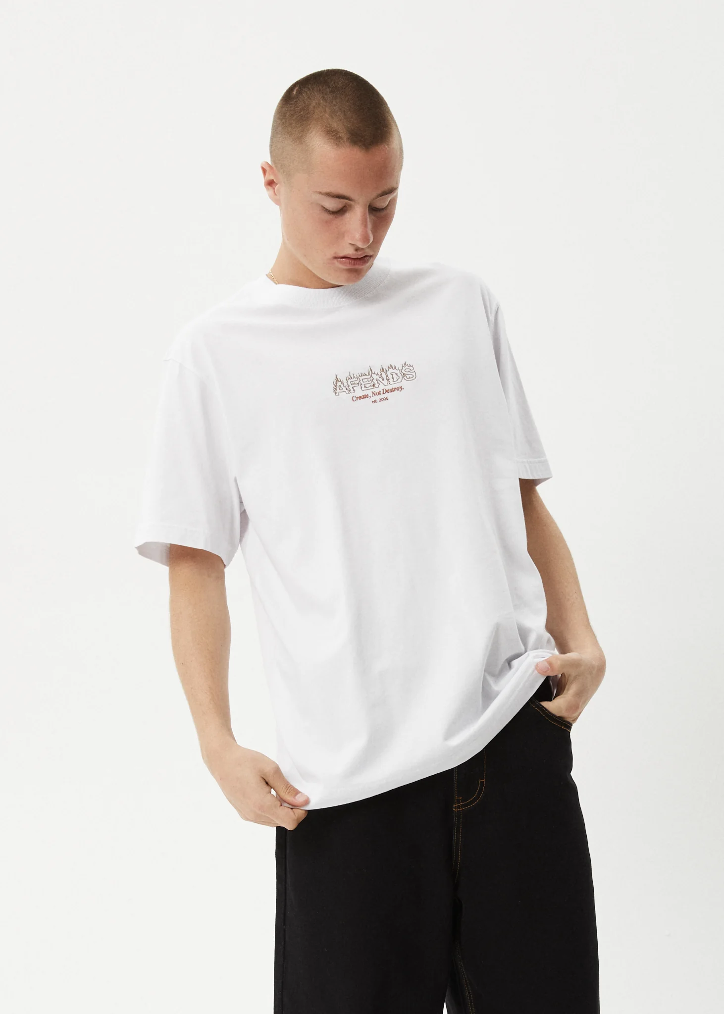 AFENDS Mens Ember - Retro Tee - White - Image 3