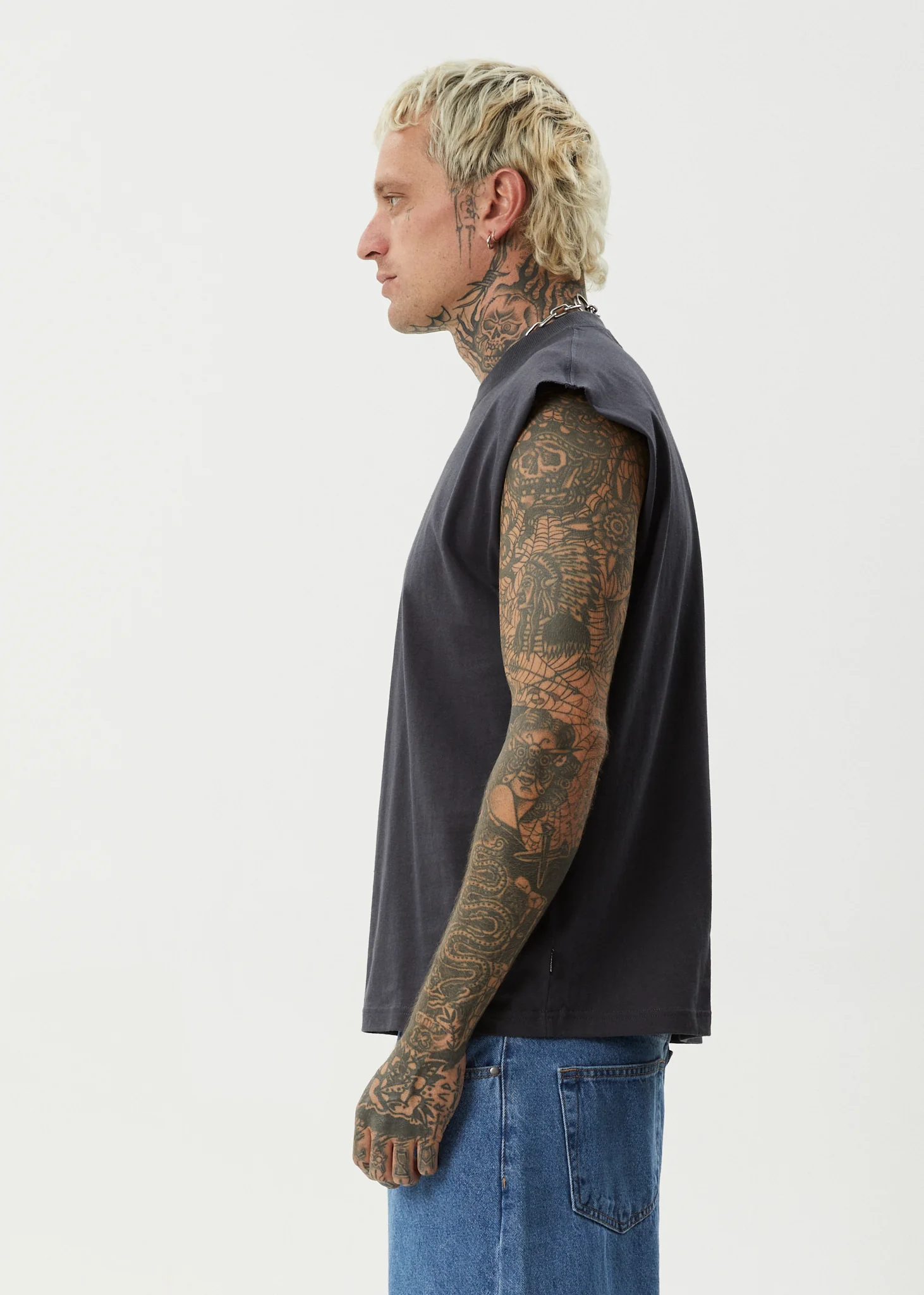 AFENDS Mens Ember - Sleeveless Tee - Charcoal - Image 5