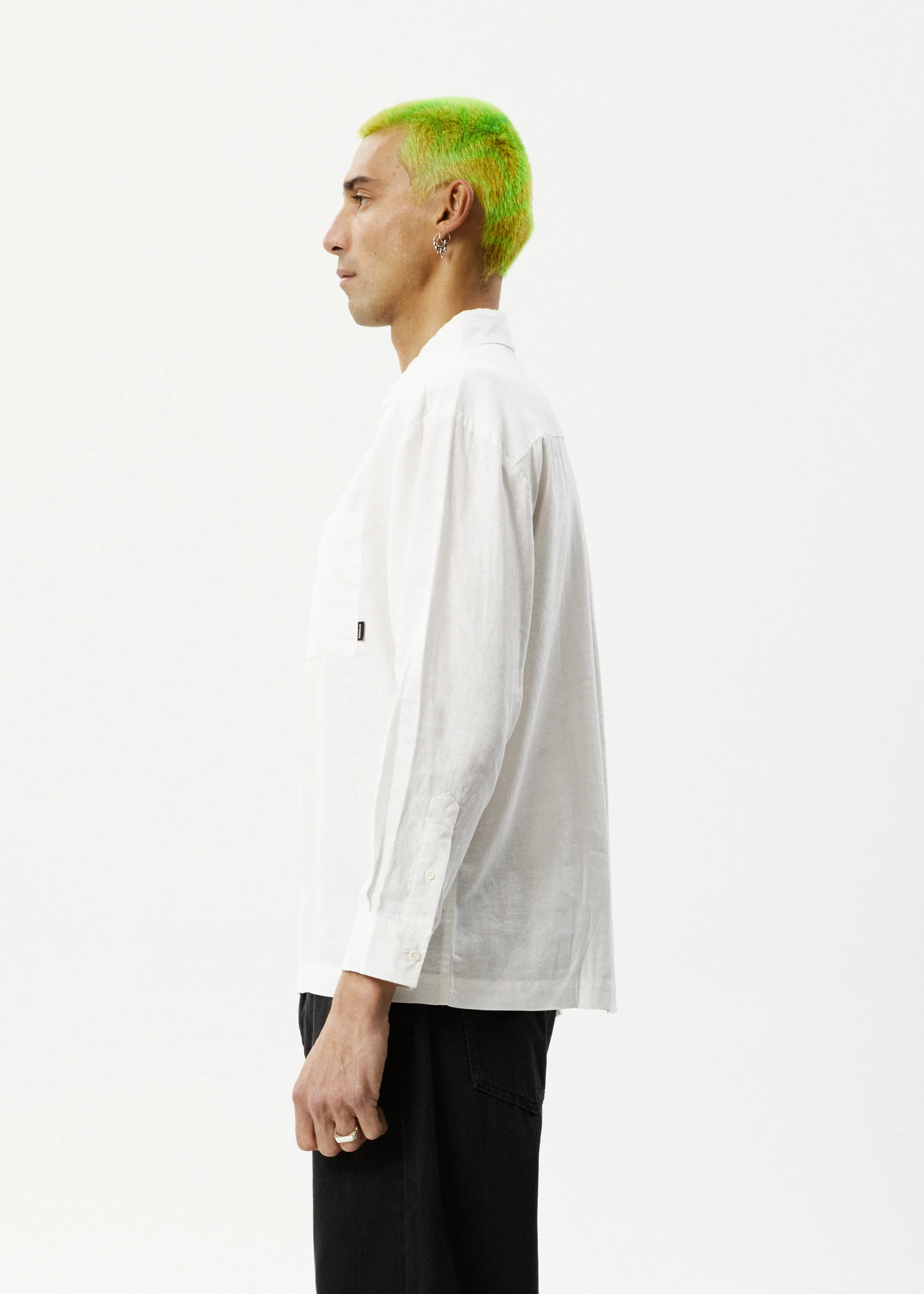 AFENDS Mens Everyday - Long Sleeve Shirt - White - Image 4