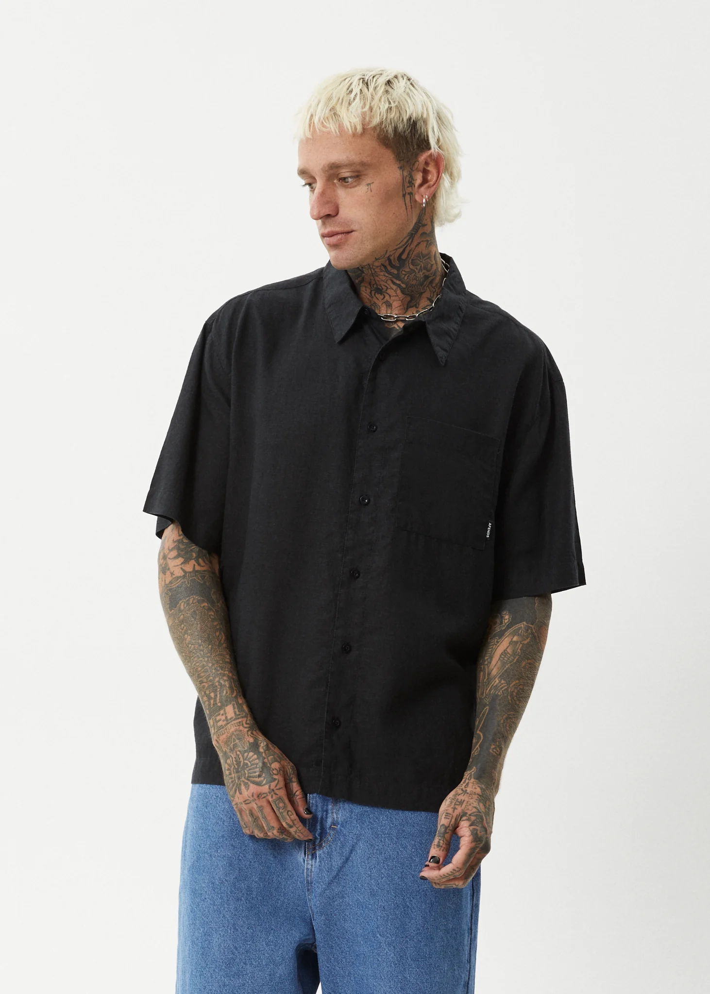 AFENDS Mens Everyday - Short Sleeve Shirt - Black - Image 3