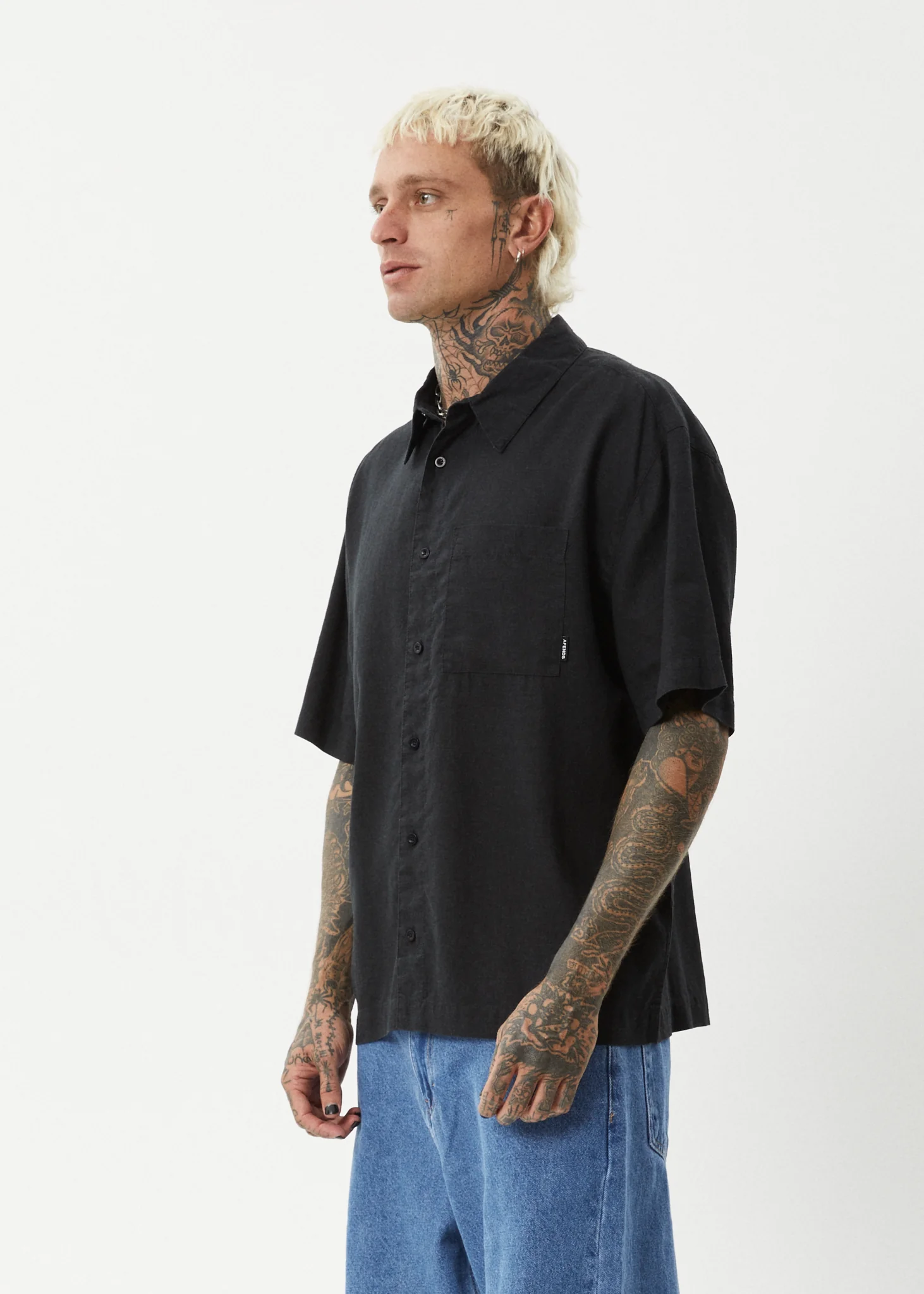 AFENDS Mens Everyday - Short Sleeve Shirt - Black - Image 4