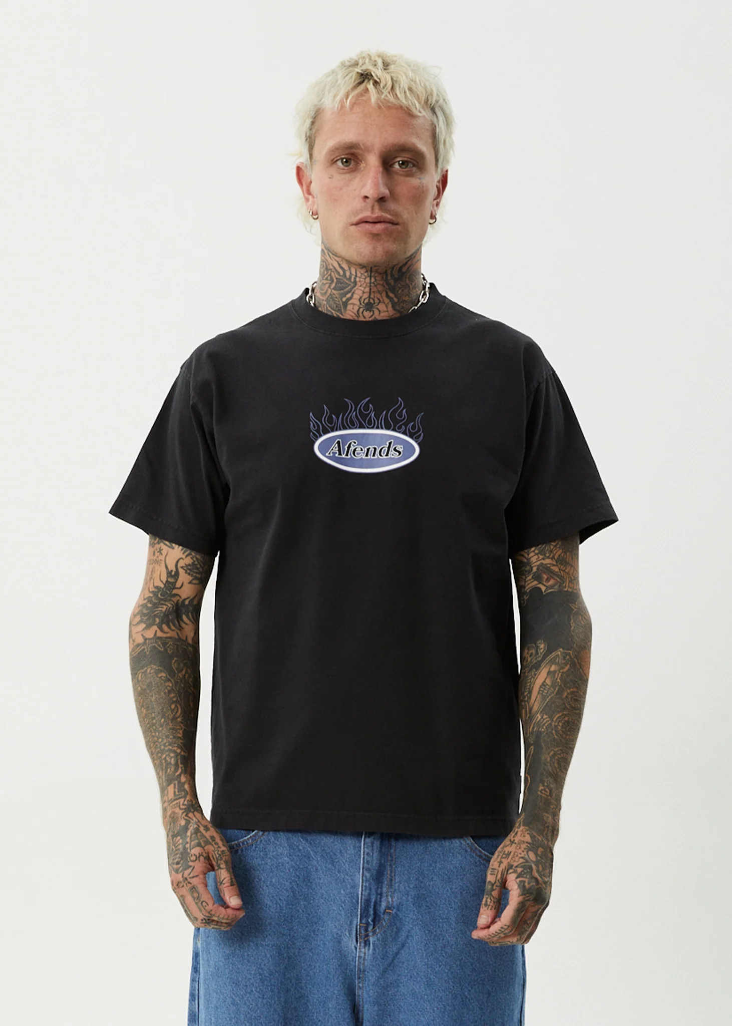 AFENDS Mens Fast Forward - Heavyweight Boxy Tee - Stone Black - Image 2
