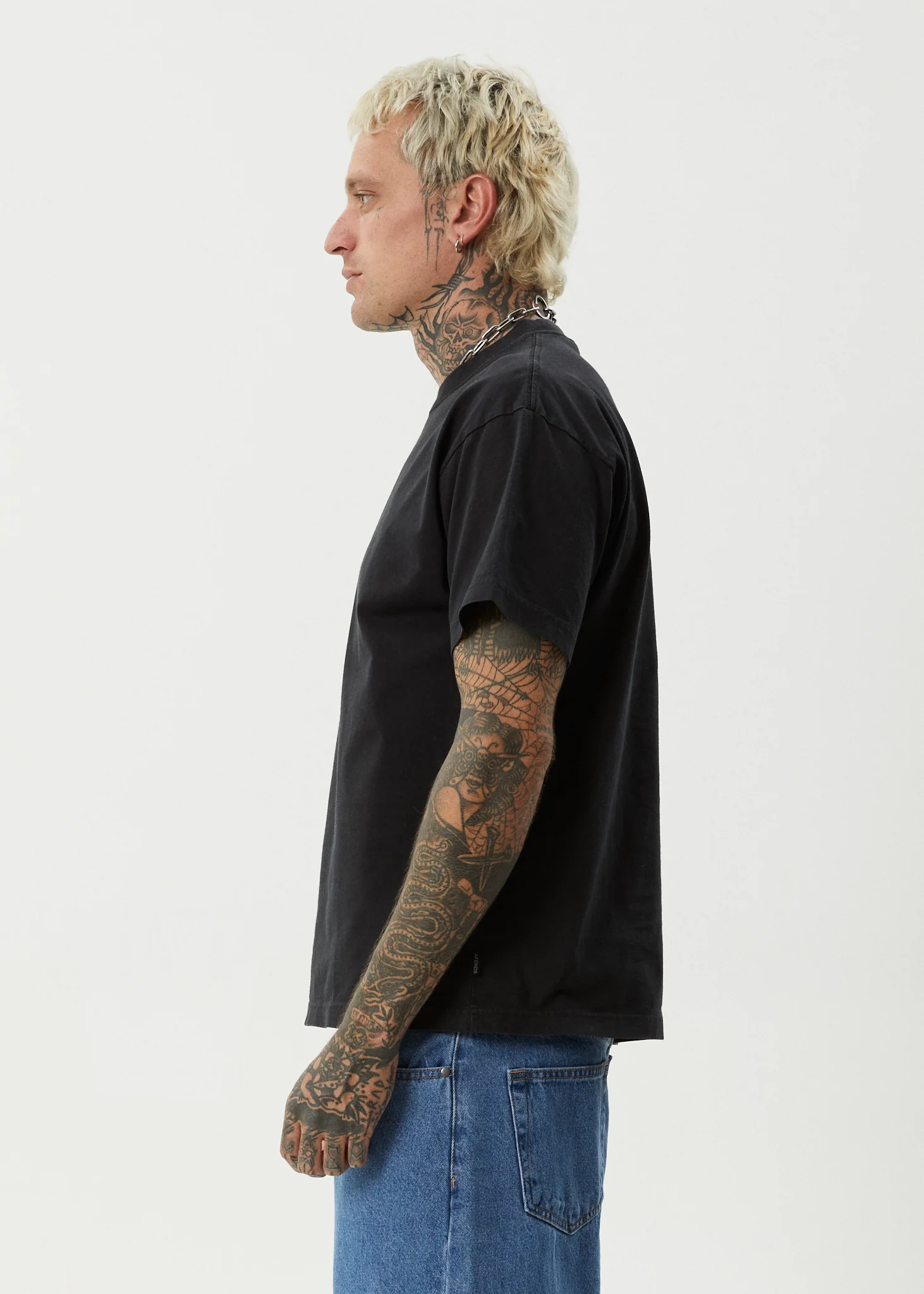 AFENDS Mens Fast Forward - Heavyweight Boxy Tee - Stone Black - Image 3