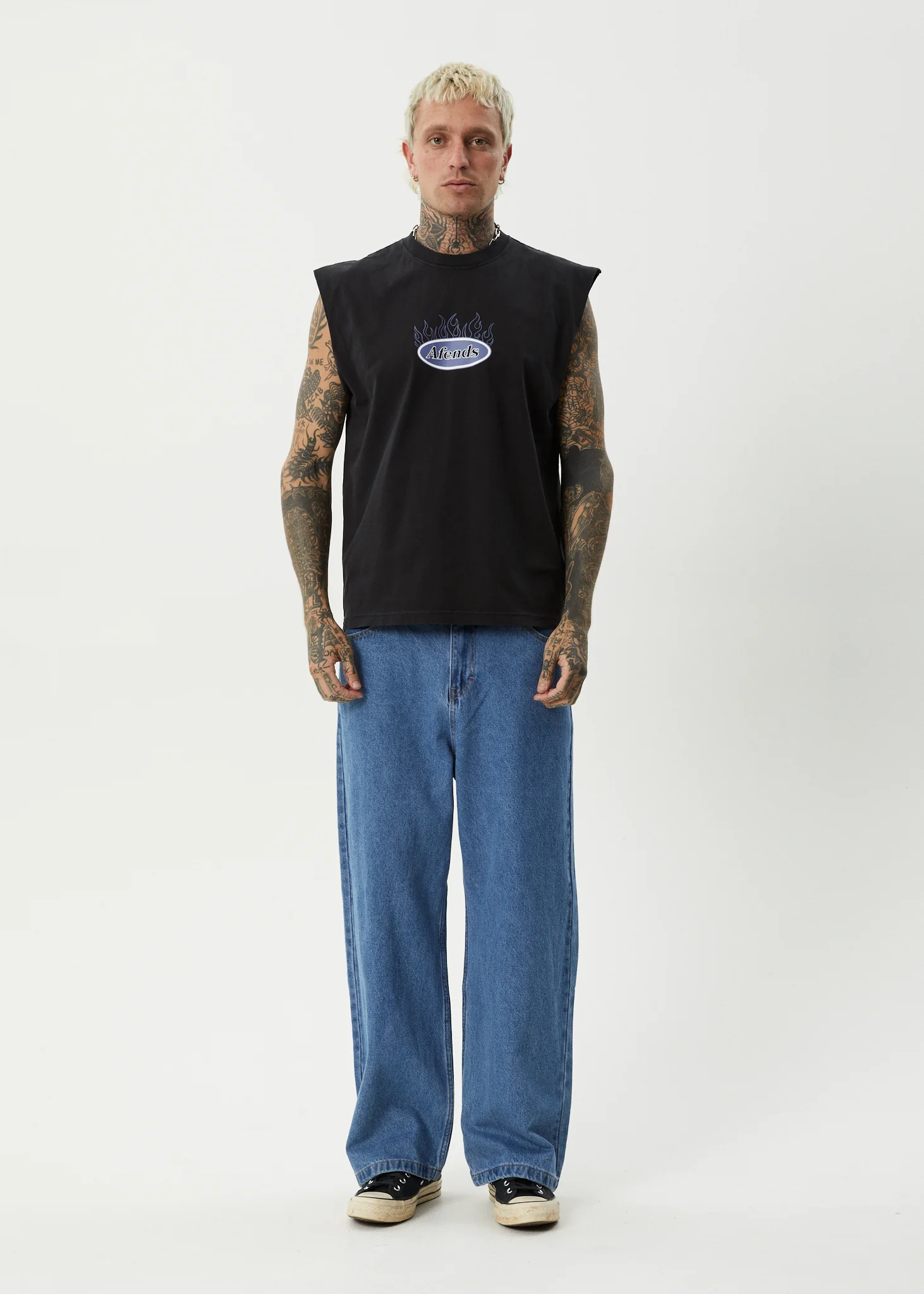 AFENDS Mens Fast Forward - Sleeveless Tee - Stone Black - Image 7