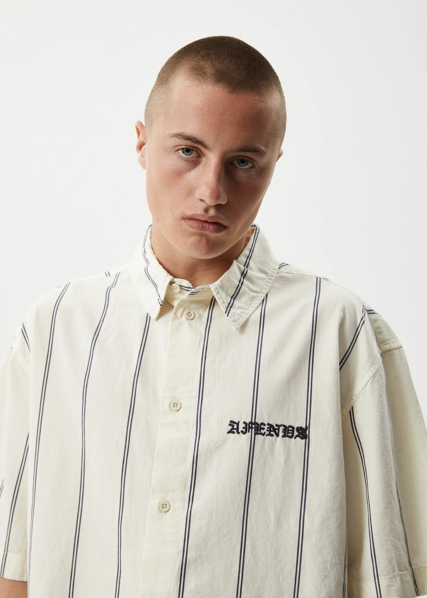 AFENDS Mens Fineline - Short Sleeve Shirt - Limestone - Image 8