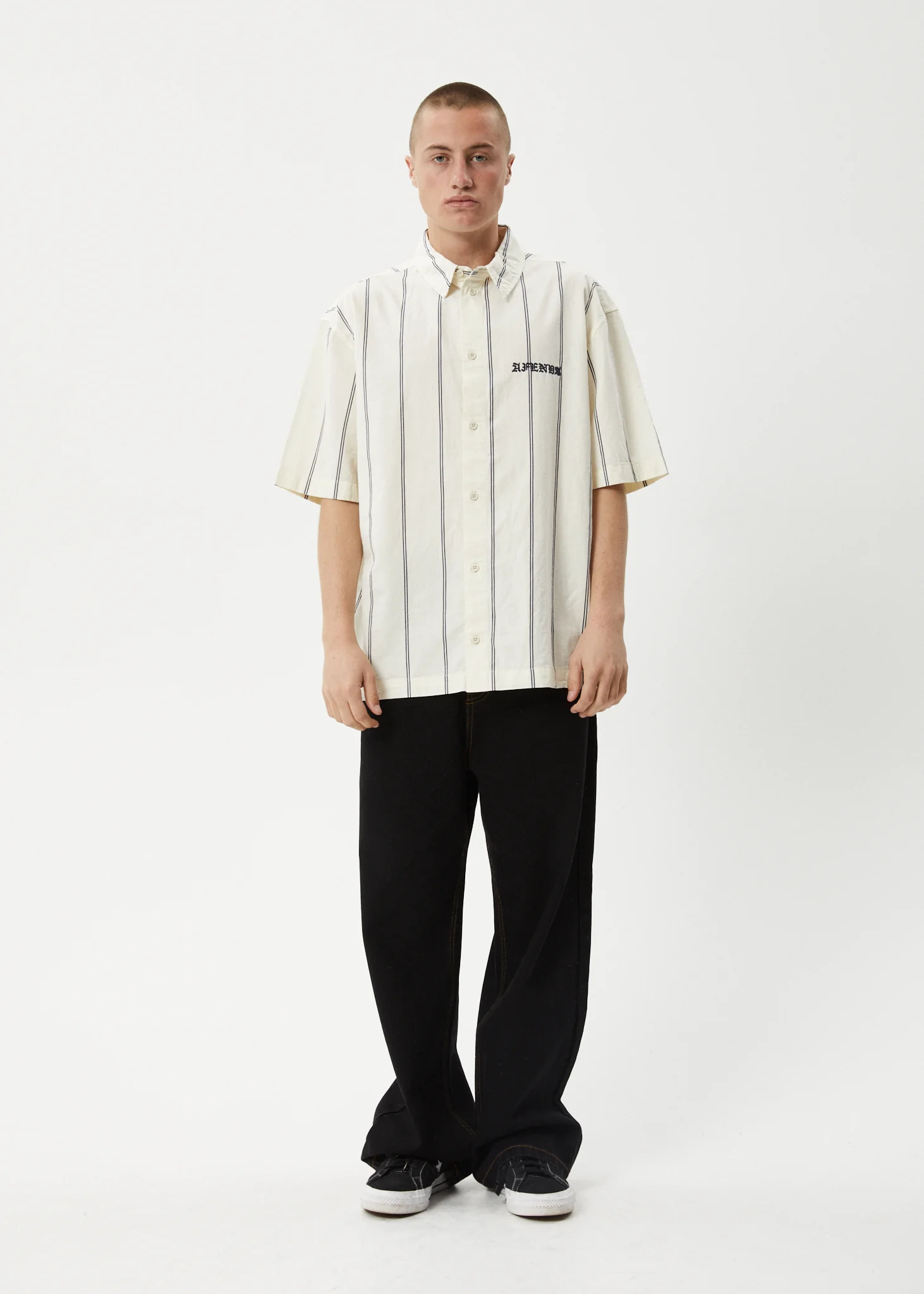 AFENDS Mens Fineline - Short Sleeve Shirt - Limestone - Image 9