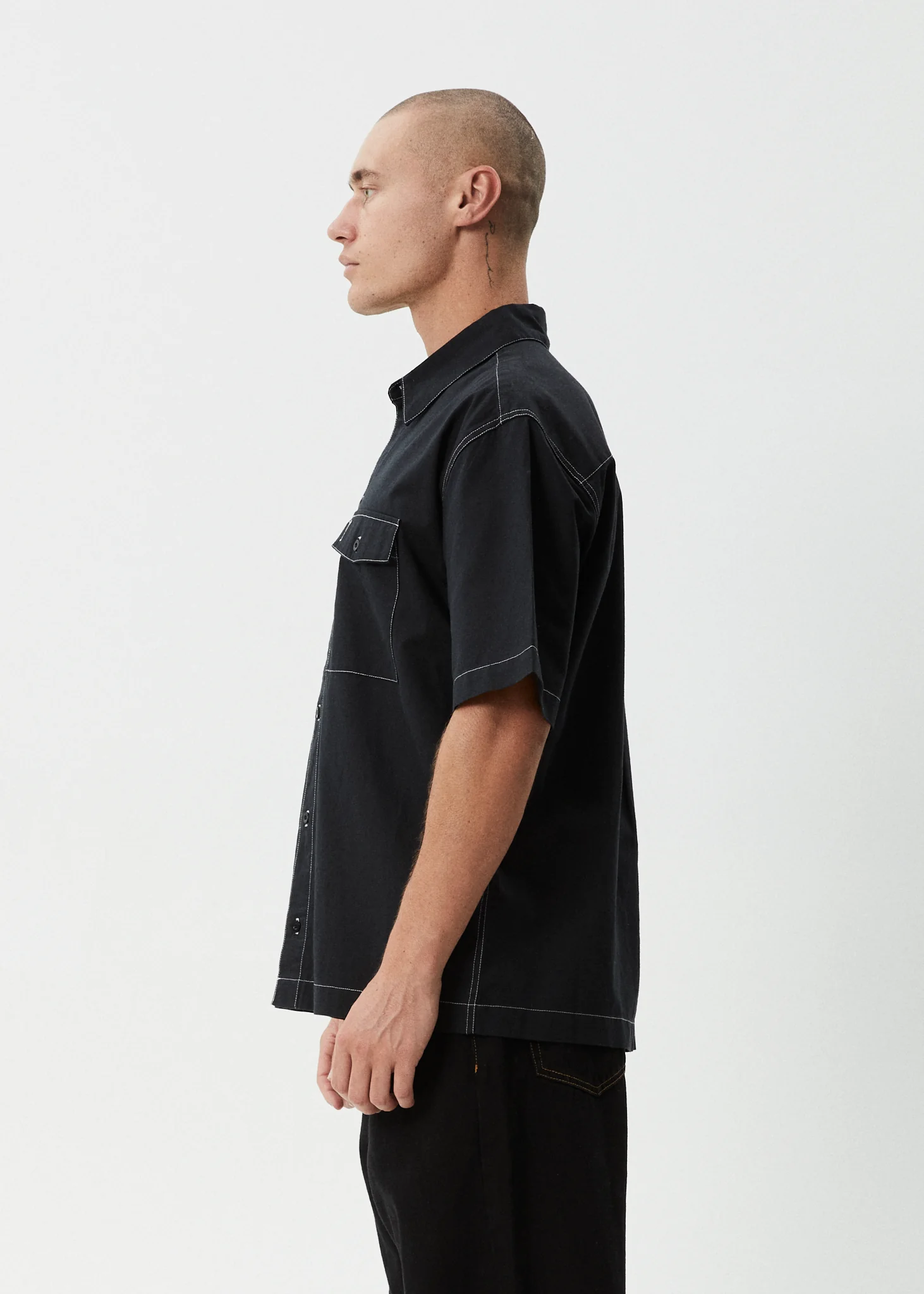 AFENDS Mens Flame - Short Sleeve Shirt - Black - Image 5