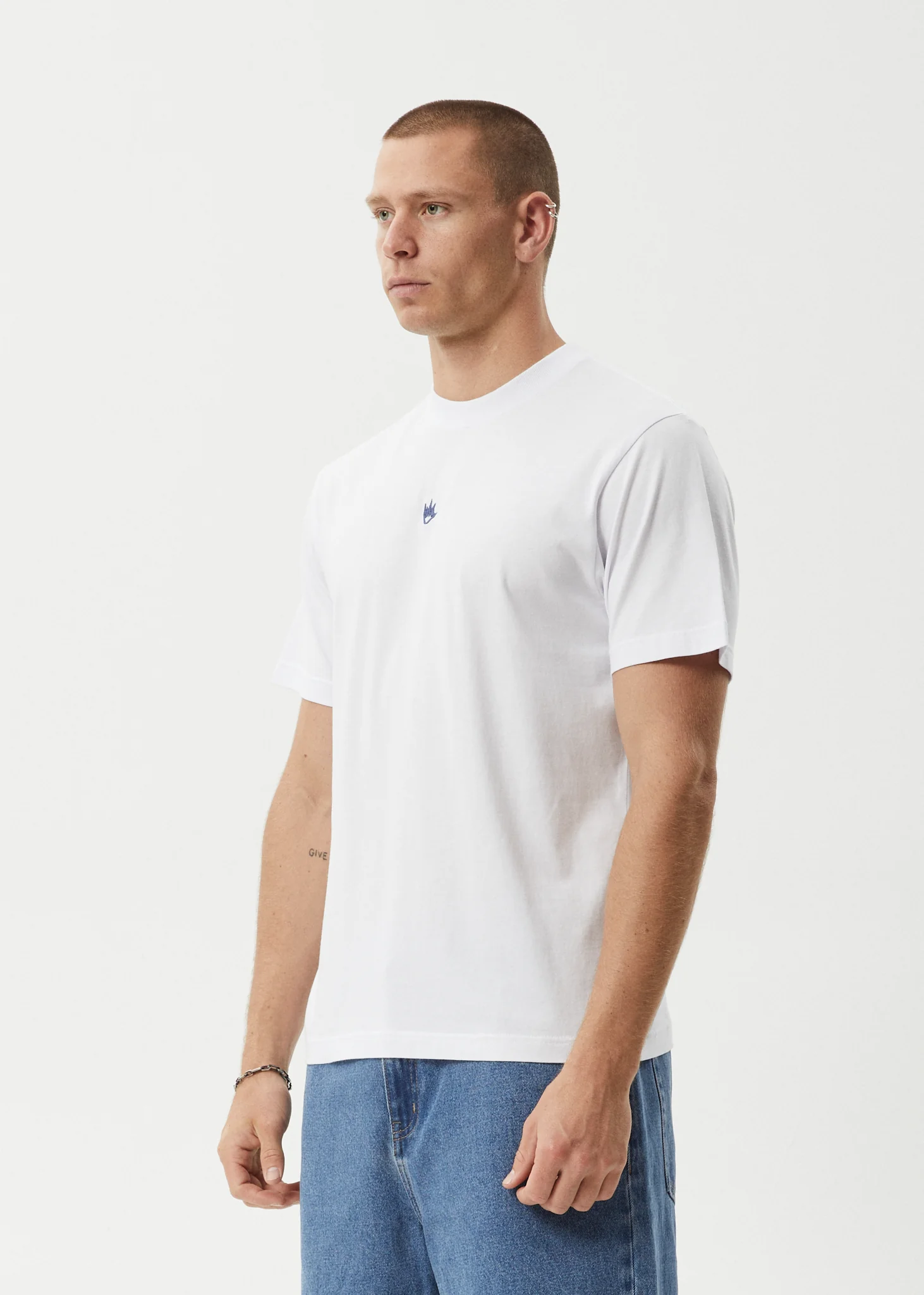 AFENDS Mens Flame - Retro Tee - White / Blue - Image 3