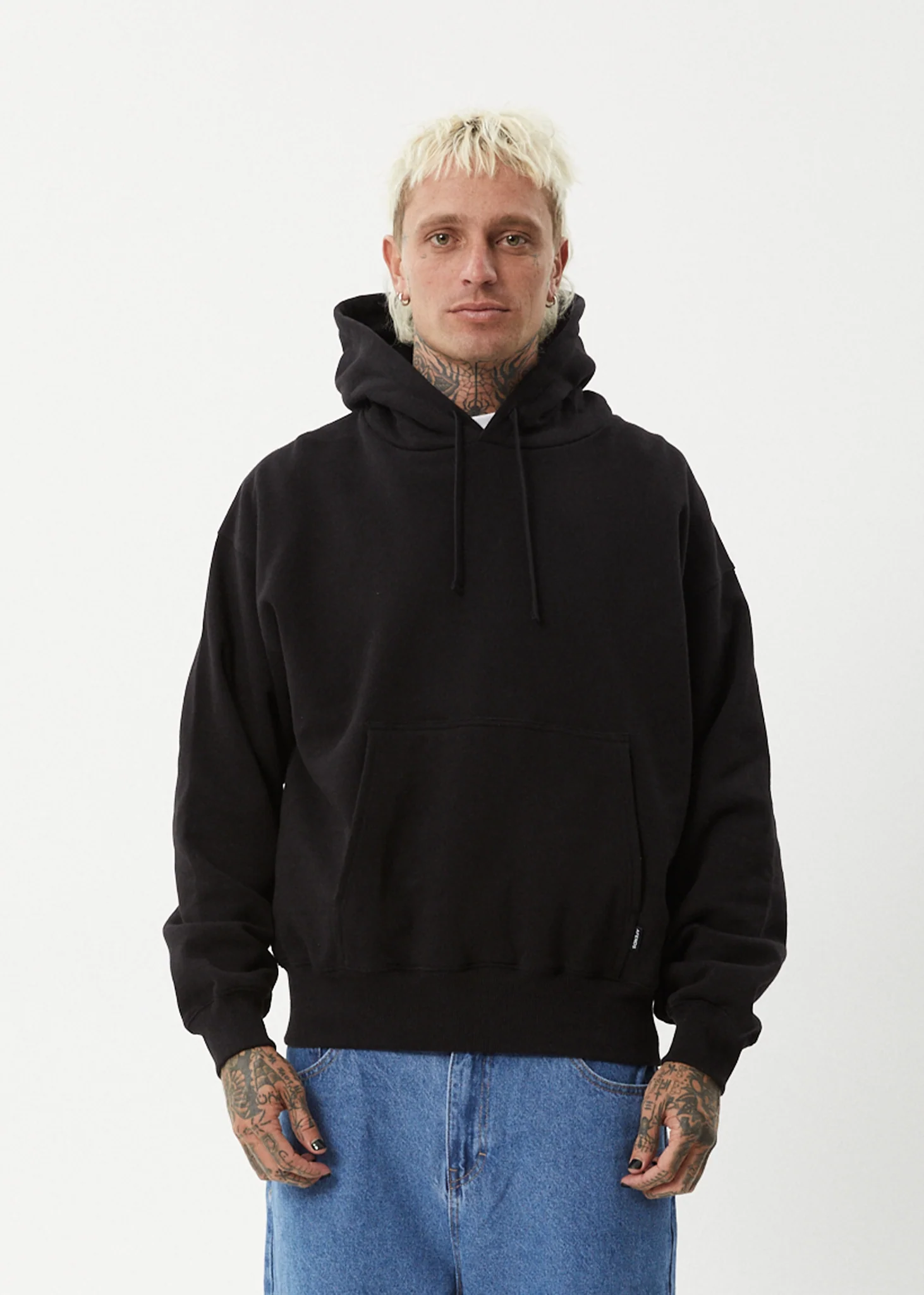 AFENDS Mens Genesis - Boxy Hoodie - Black - Image 3