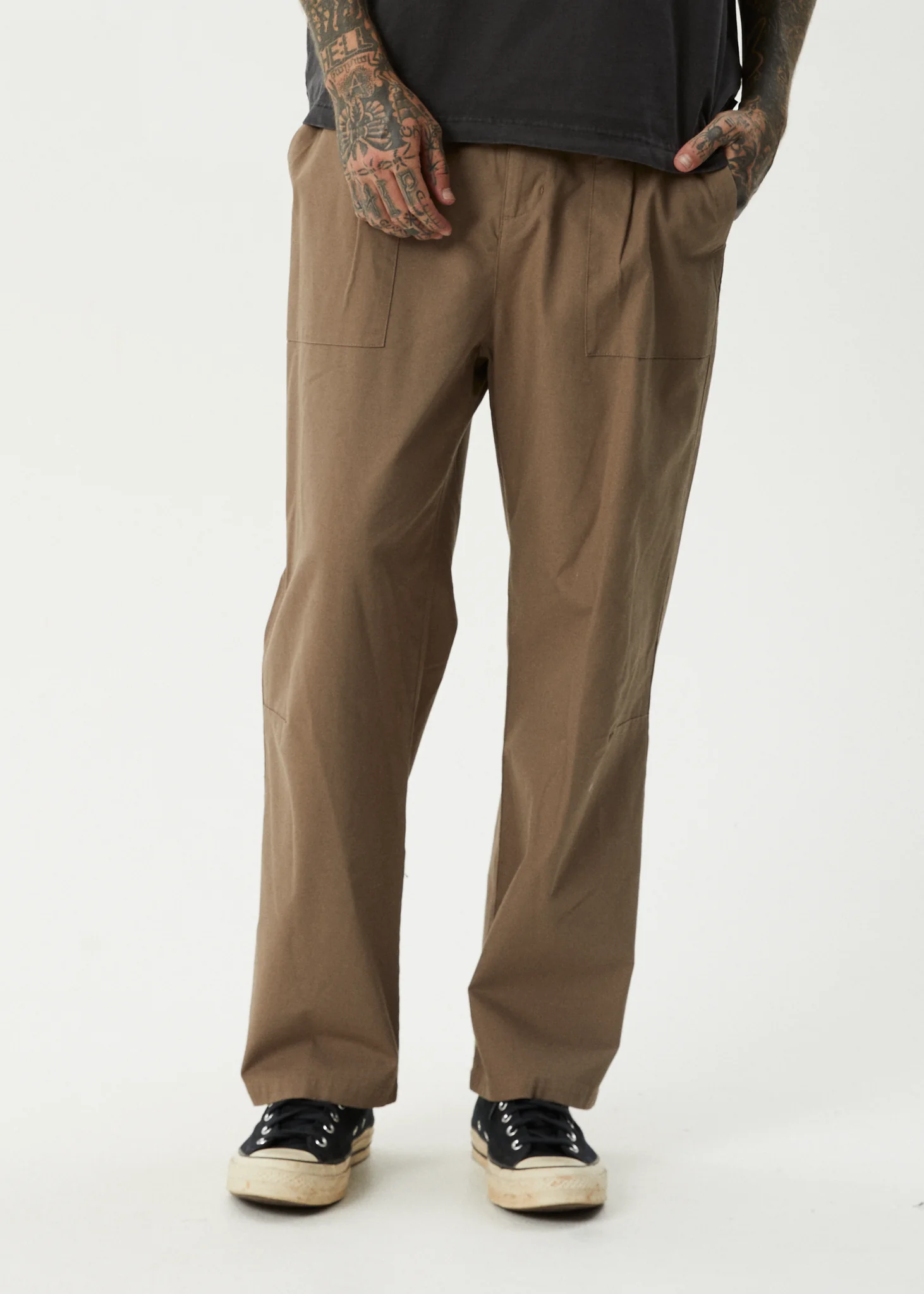 AFENDS Mens Glider - Pleated Pant - Fossil - Image 3