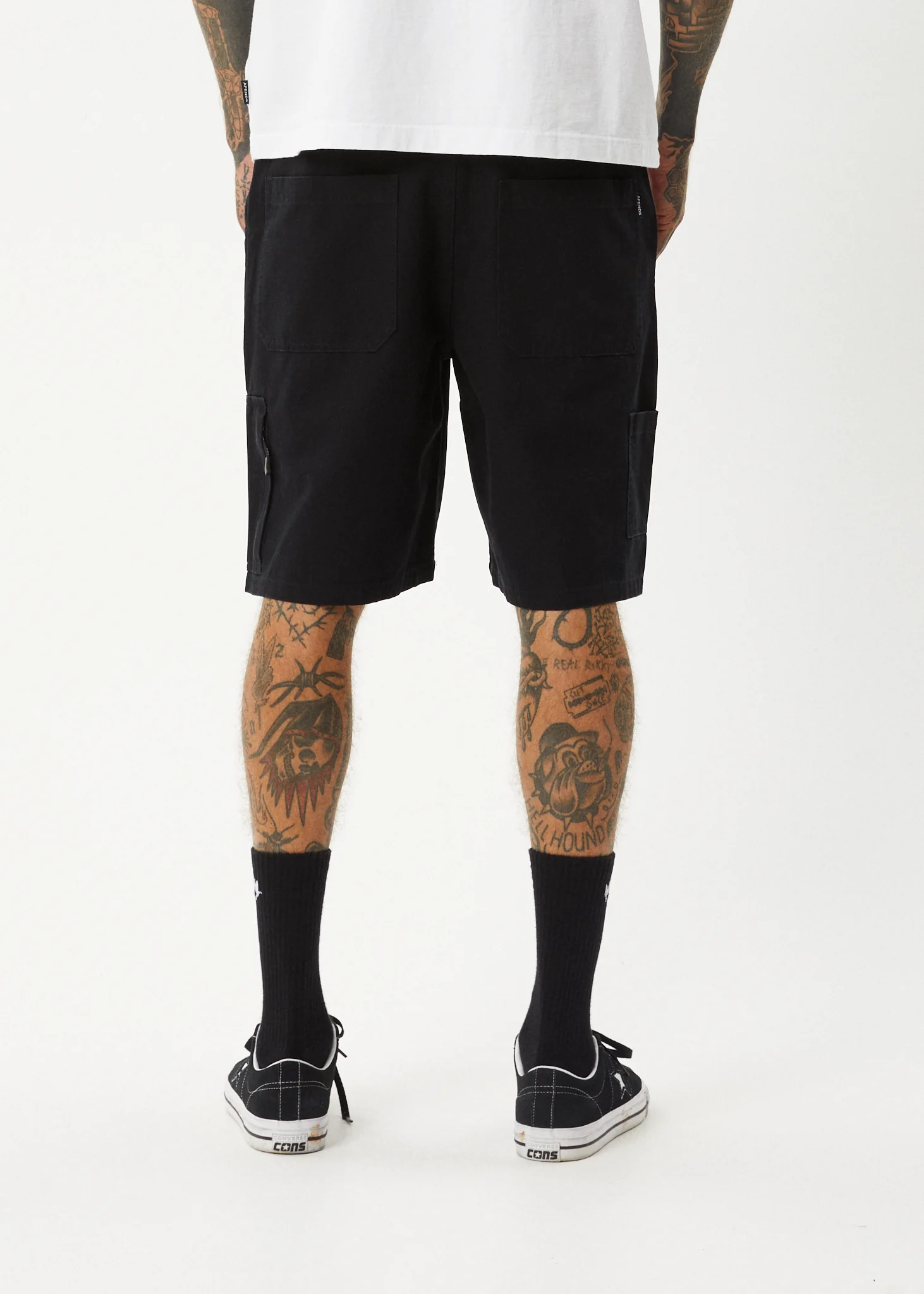 AFENDS Mens Harper - Canvas Workwear Short 22" - Black - Image 5