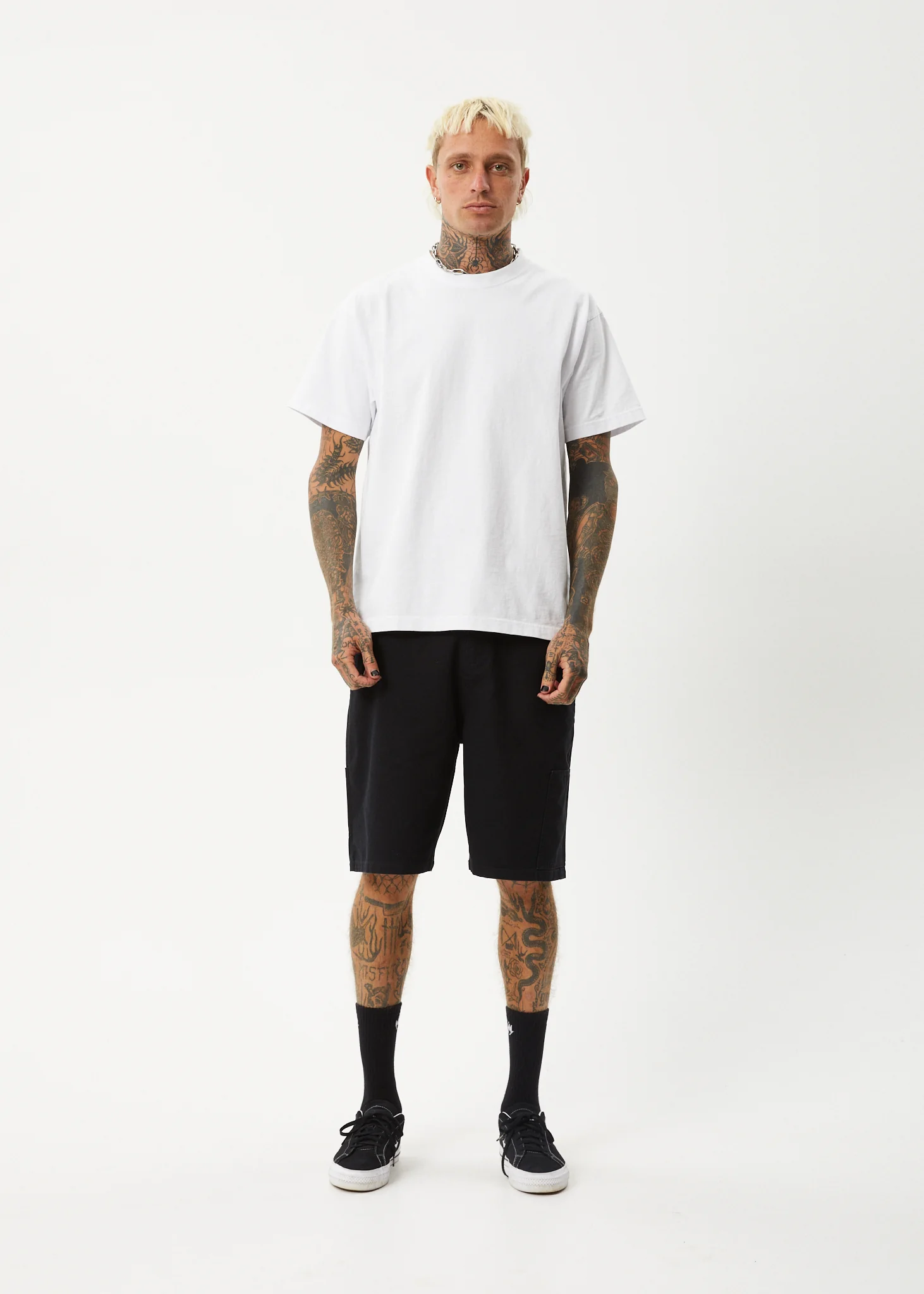 AFENDS Mens Harper - Canvas Workwear Short 22" - Black - Image 8