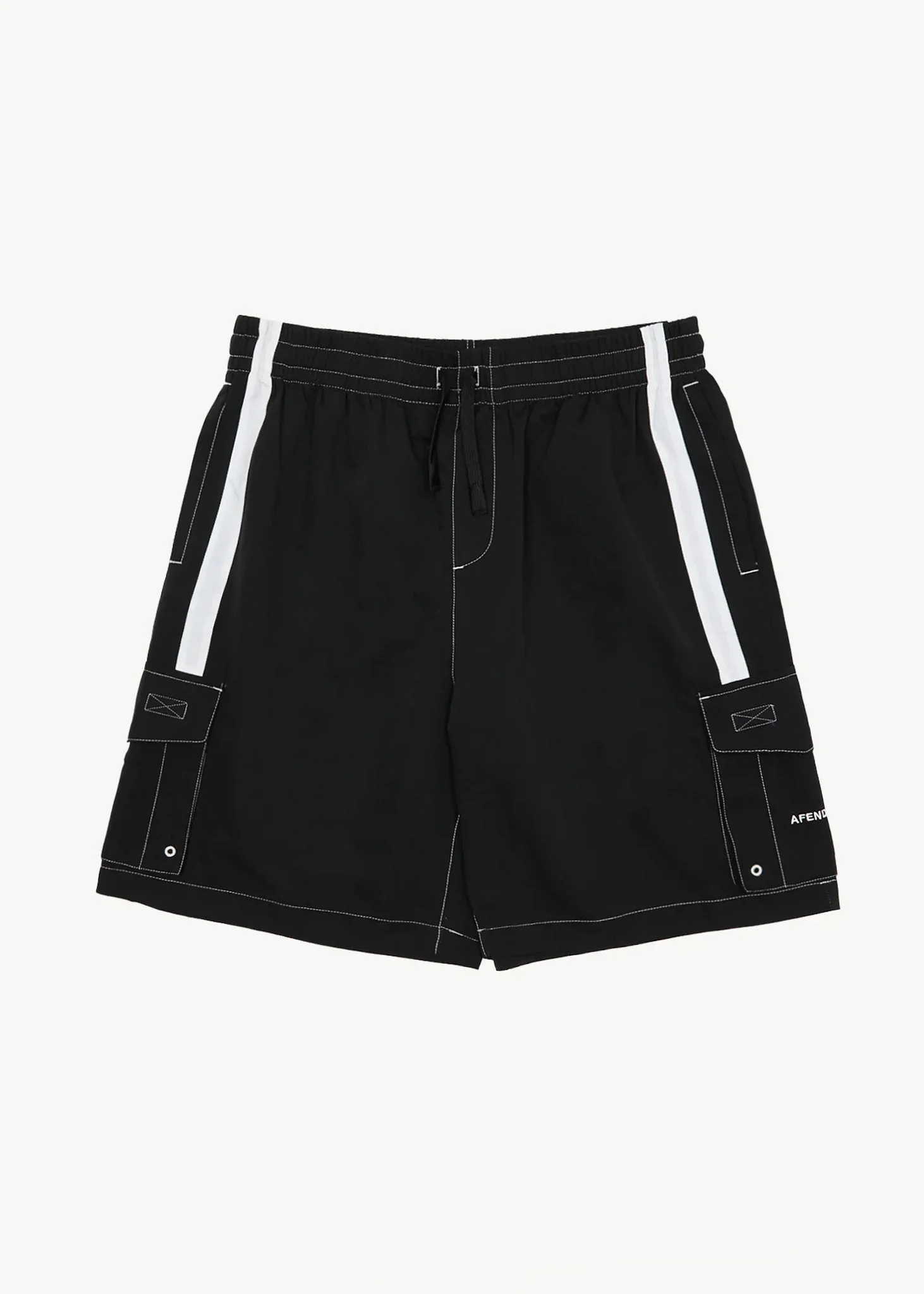 AFENDS Mens House Related - Cargo Swim Short 21" - Black - Image 2