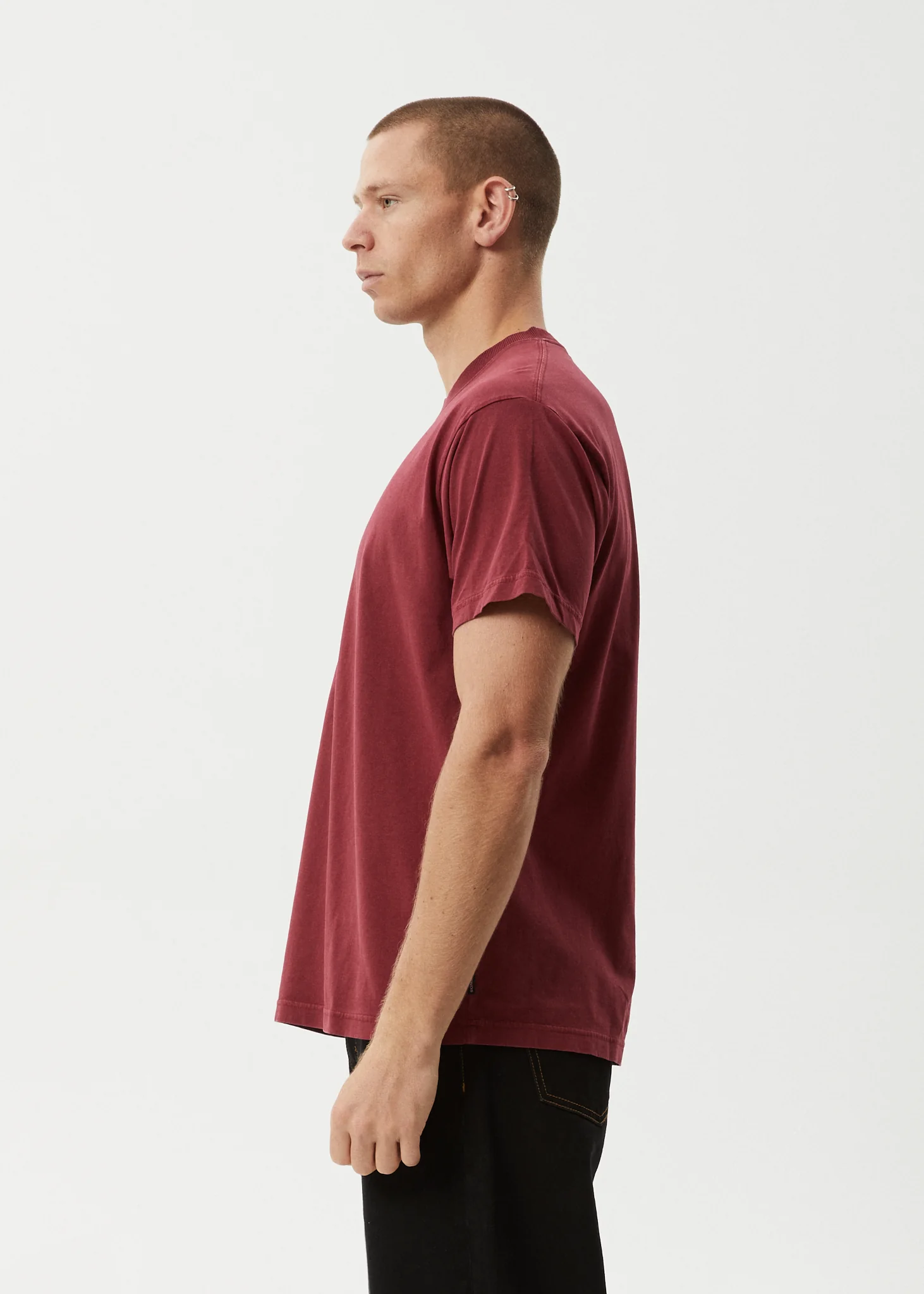 AFENDS Mens Mace Life - Boxy Tee - Washed Burgundy - Image 4
