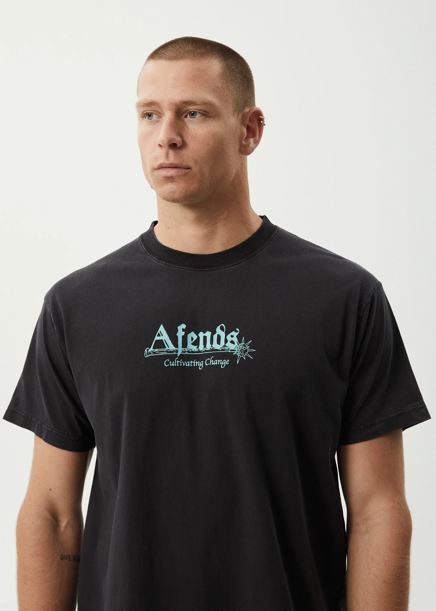 AFENDS Mens Mace Life - Boxy Tee - Stone Black - Image 6