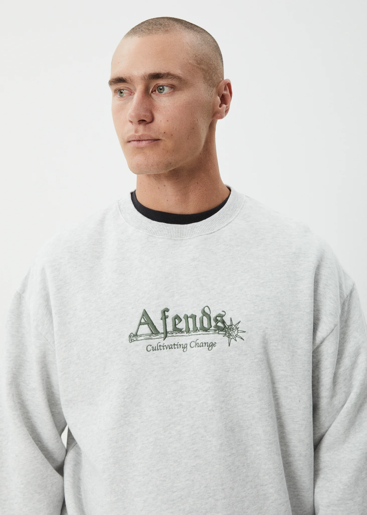 AFENDS Mens Mace - Crew Neck Jumper - Grey Marle - Image 8
