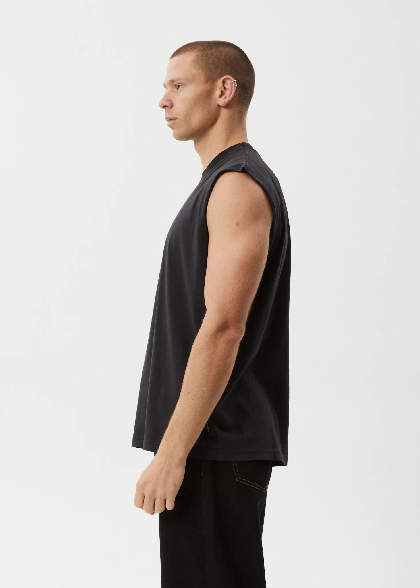 AFENDS Mens Mental - Sleeveless Tee - Stone Black - Image 4