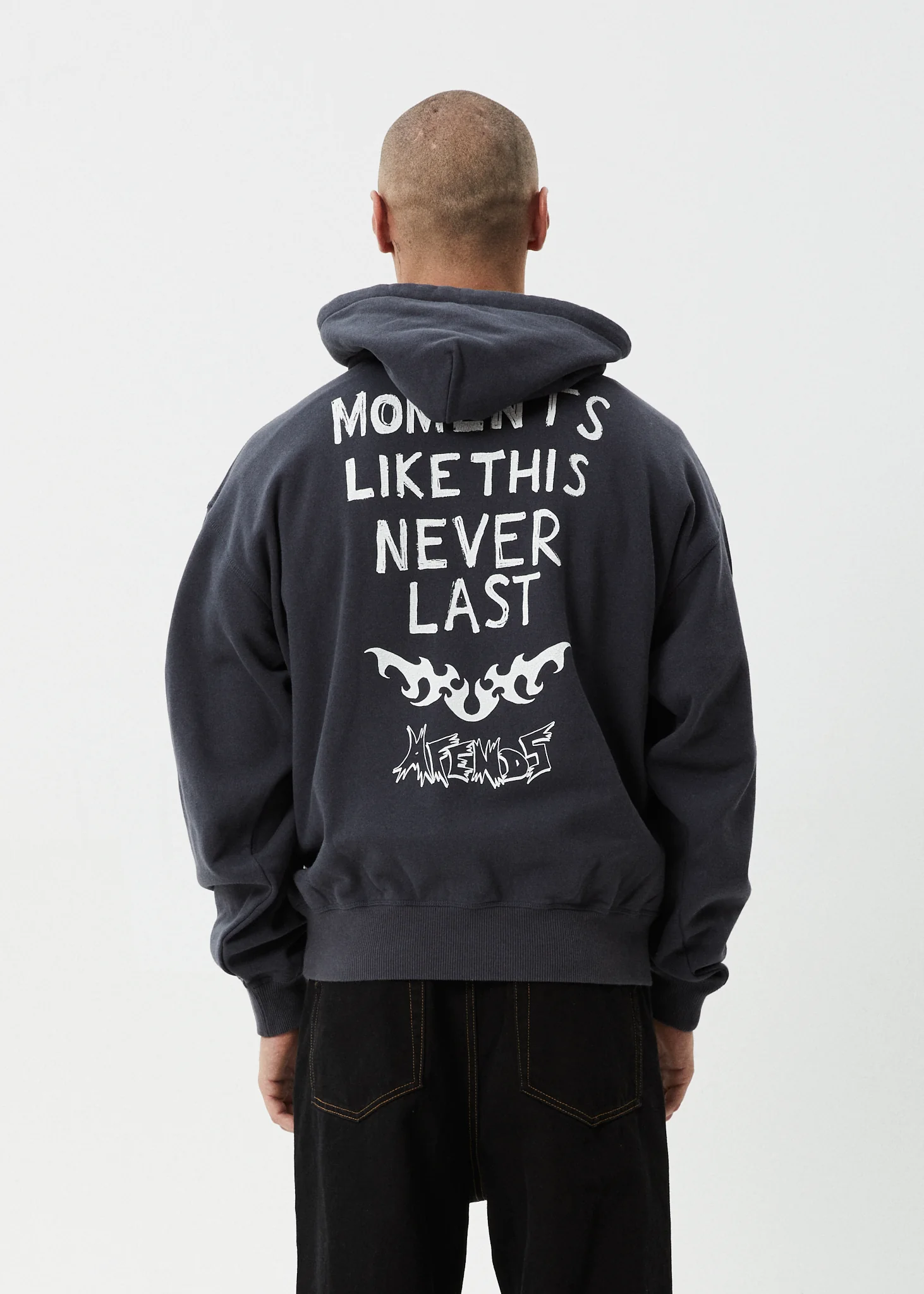 AFENDS Mens Moments - Boxy Hoodie - Charcoal - Image 5