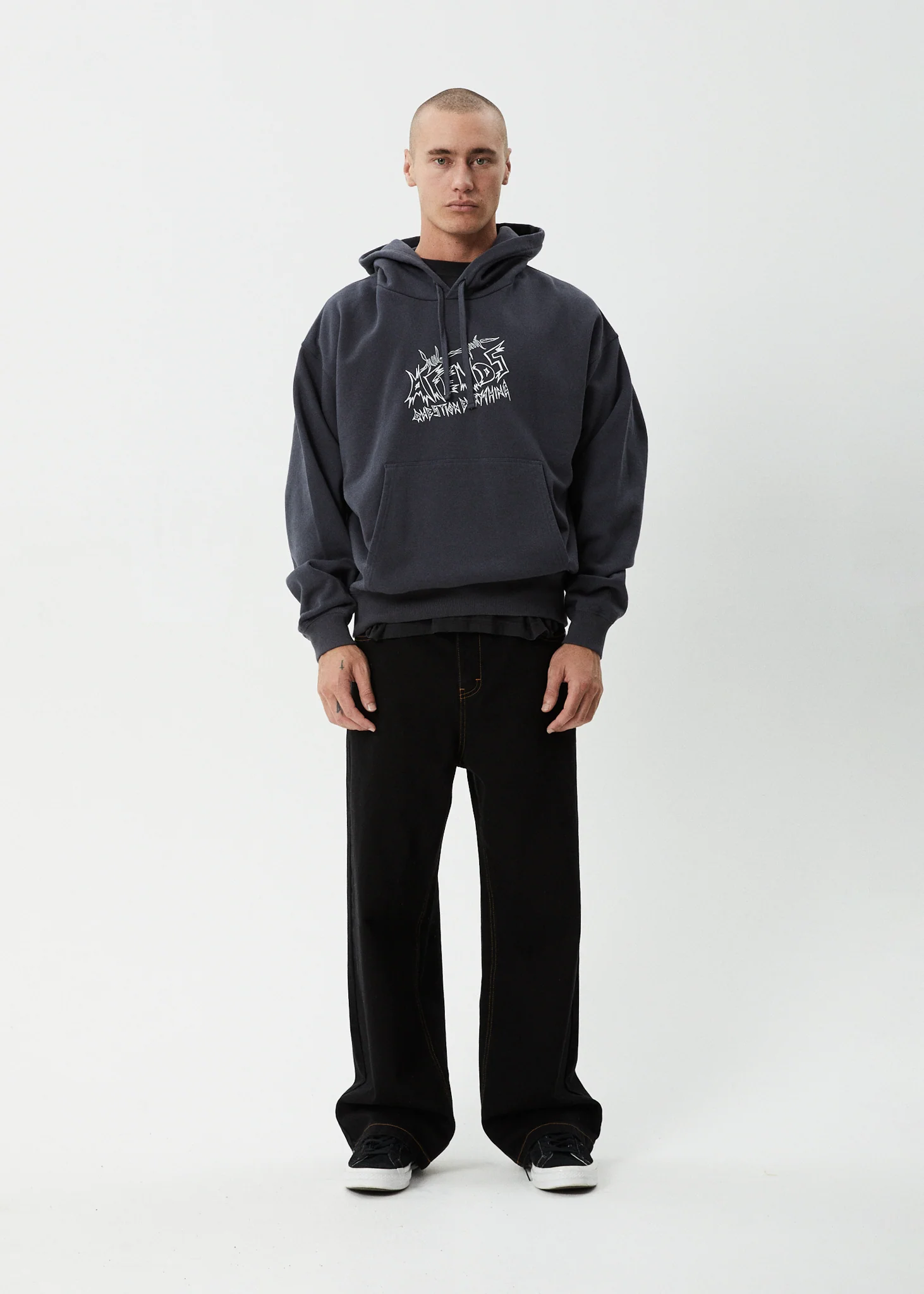AFENDS Mens Moments - Boxy Hoodie - Charcoal - Image 7