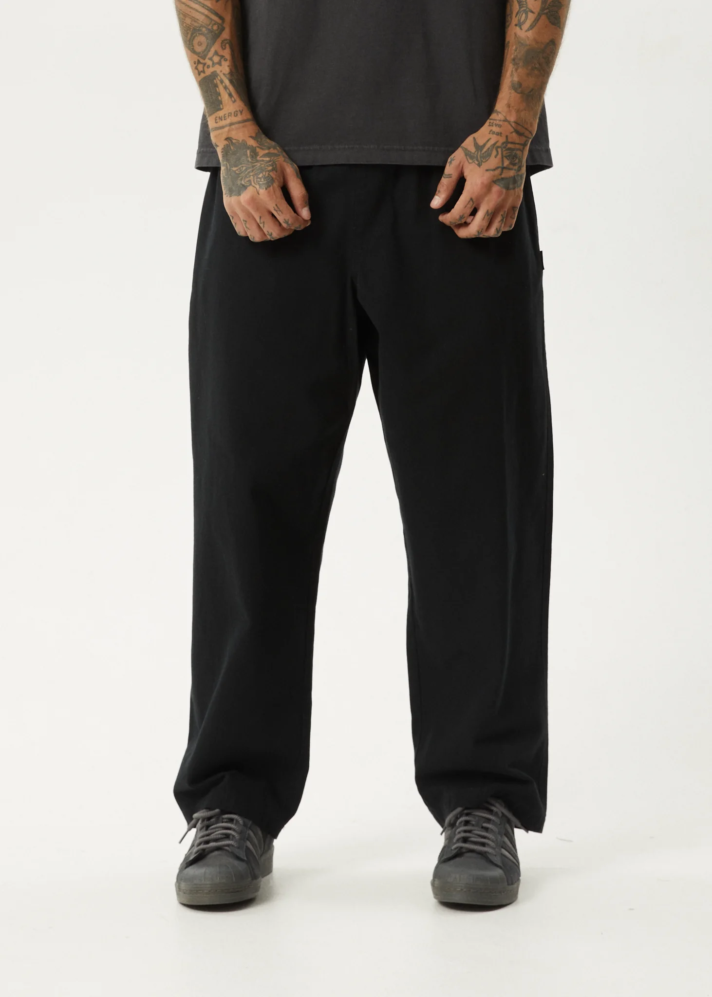 AFENDS Mens Ninety Eights - Elastic Waist Pant - Black - Image 2