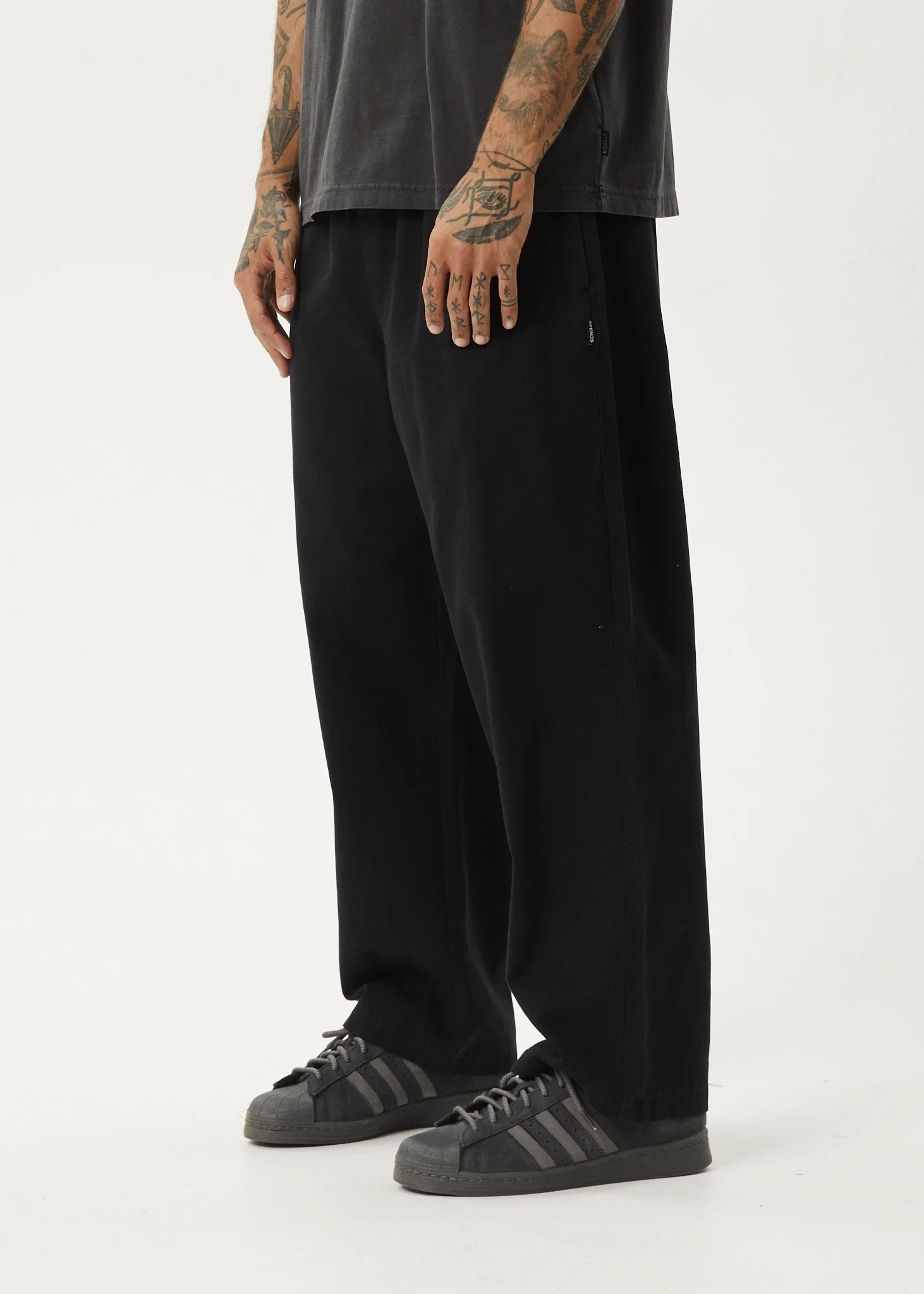 AFENDS Mens Ninety Eights - Elastic Waist Pant - Black - Image 3