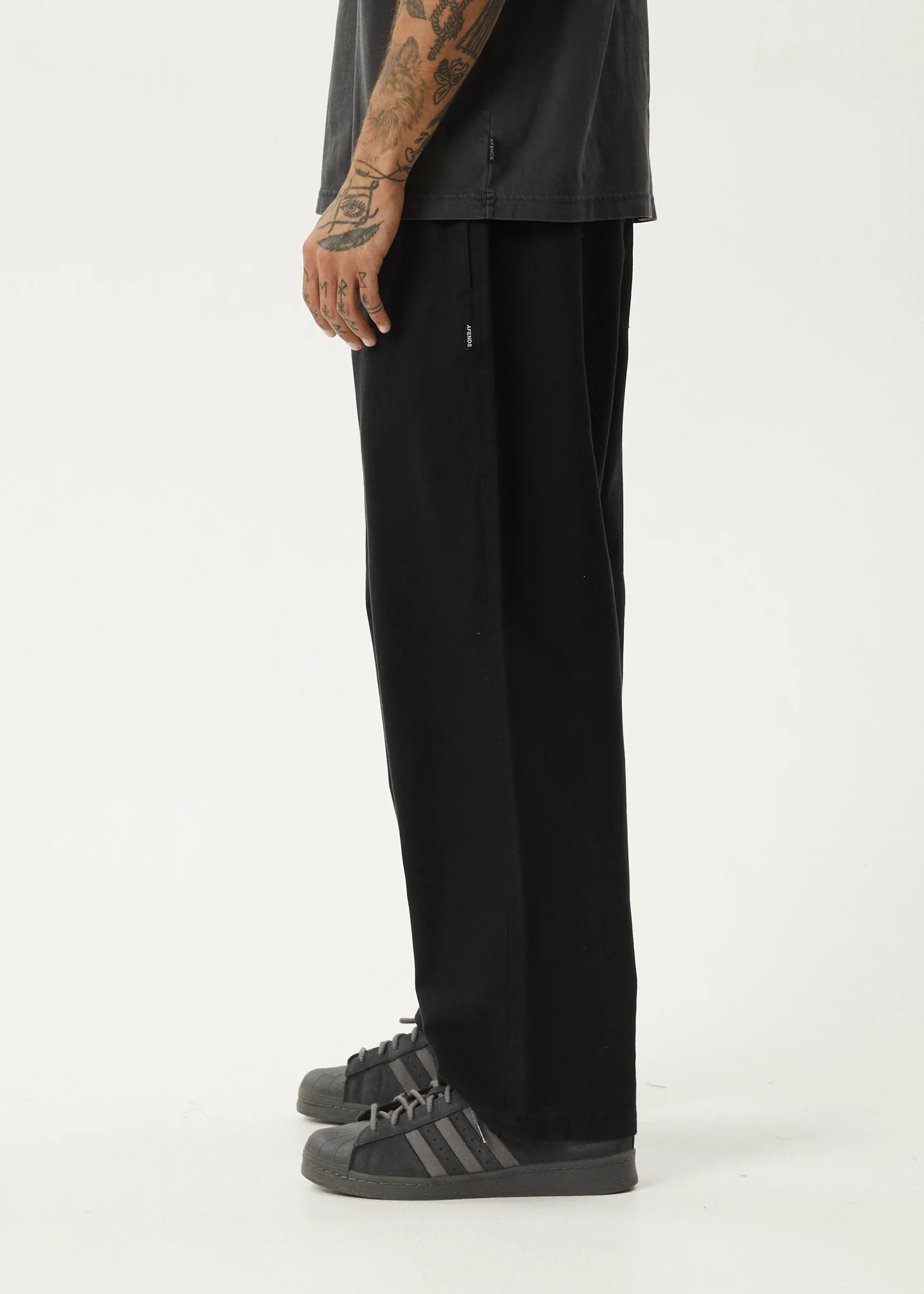 AFENDS Mens Ninety Eights - Elastic Waist Pant - Black - Image 4