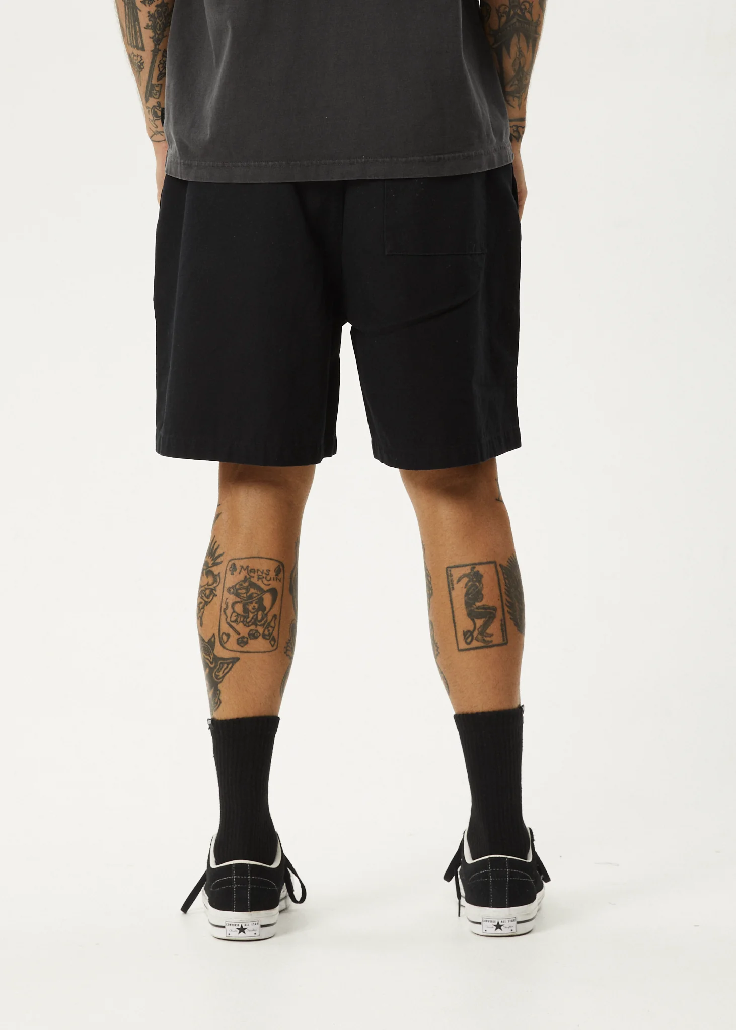 AFENDS Mens Ninety Eights - Oversized Short 20" - Black - Image 5