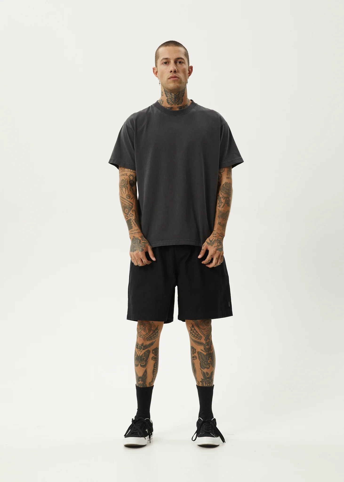 AFENDS Mens Ninety Eights - Oversized Short 20" - Black - Image 7