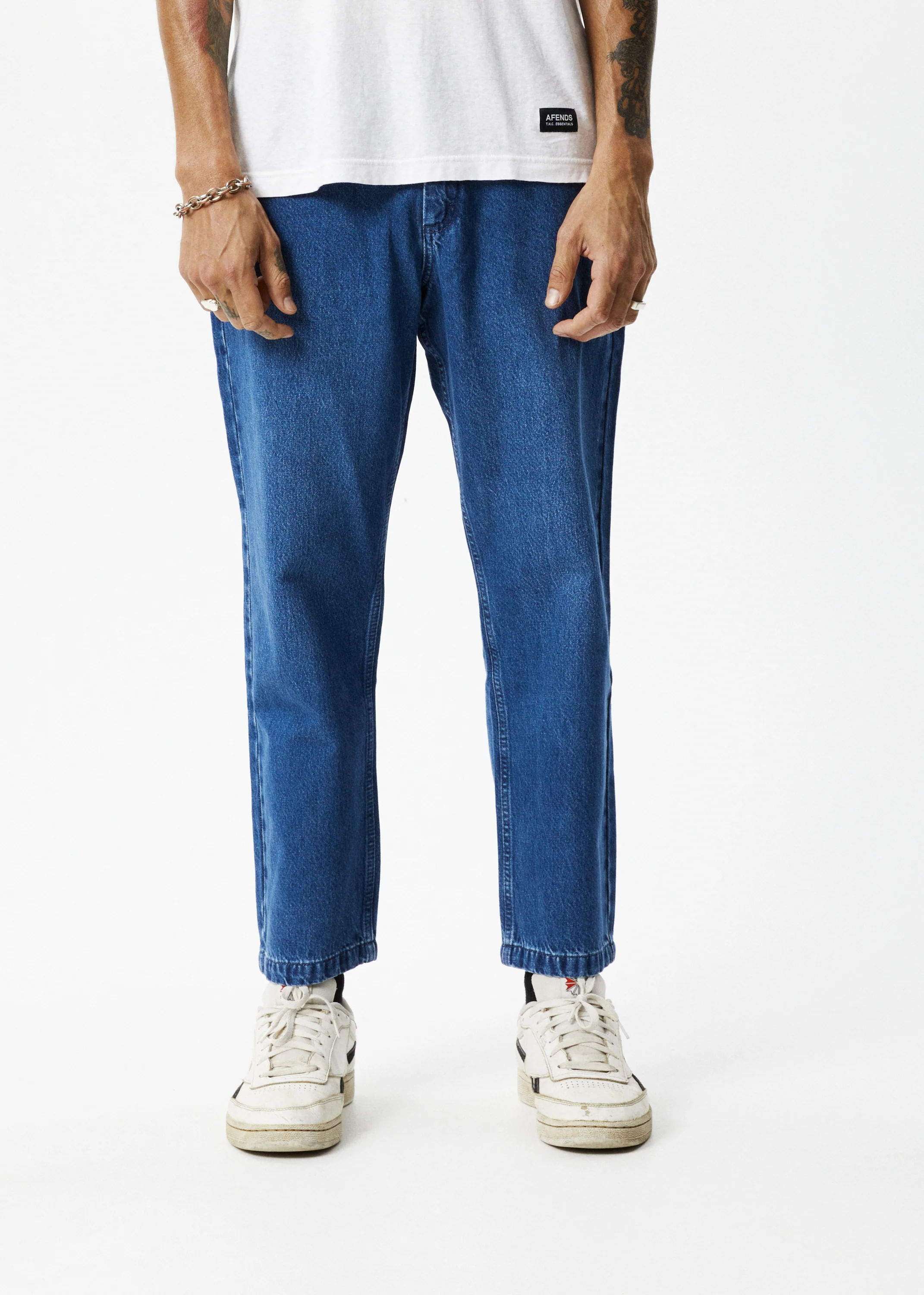 AFENDS Mens Ninety Twos - Denim Relaxed Jean - Authentic Blue - Image 2