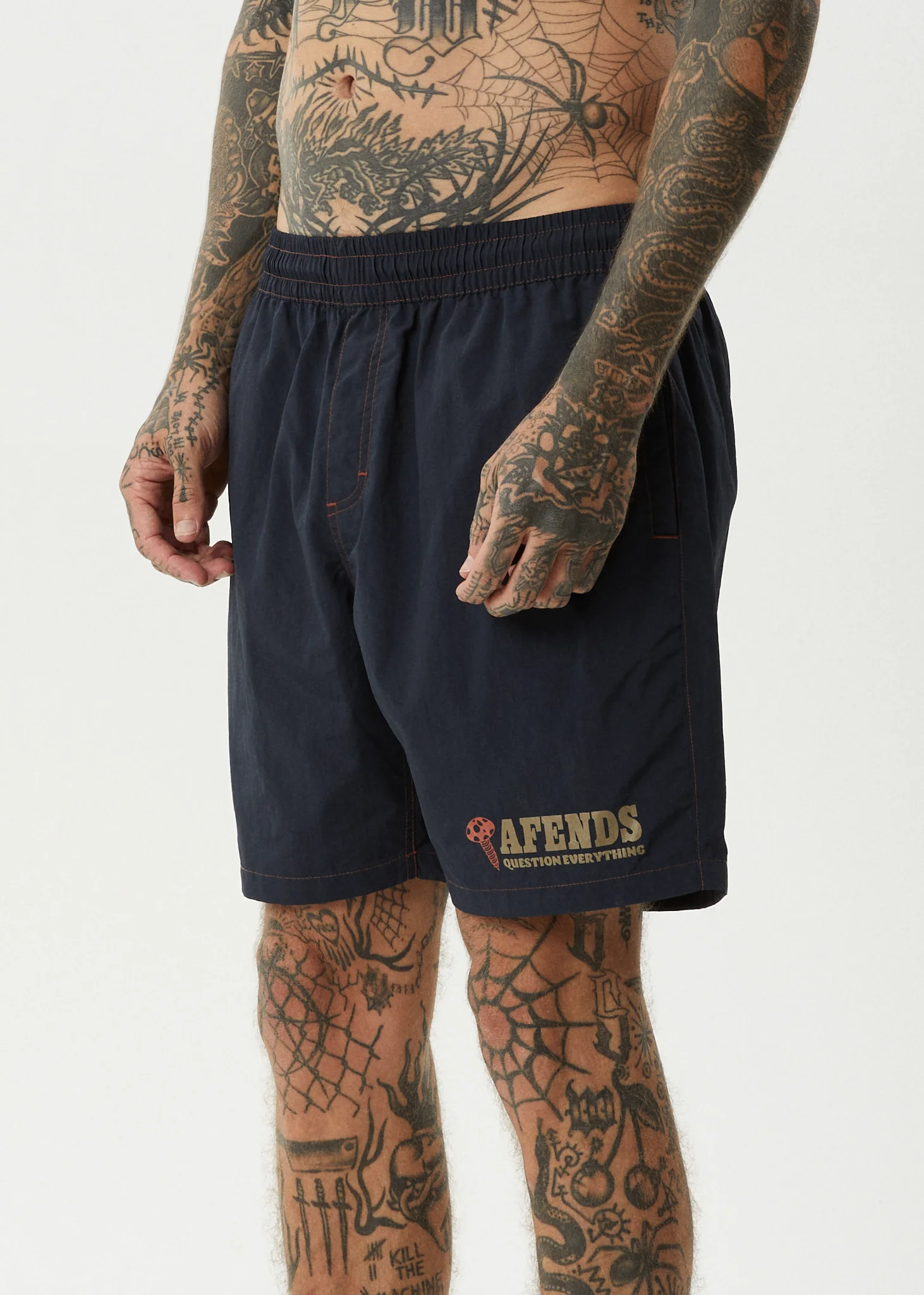 AFENDS Mens Nuts N Bolts - Baywatch Swim Short 18" - Deep Sea - Image 3