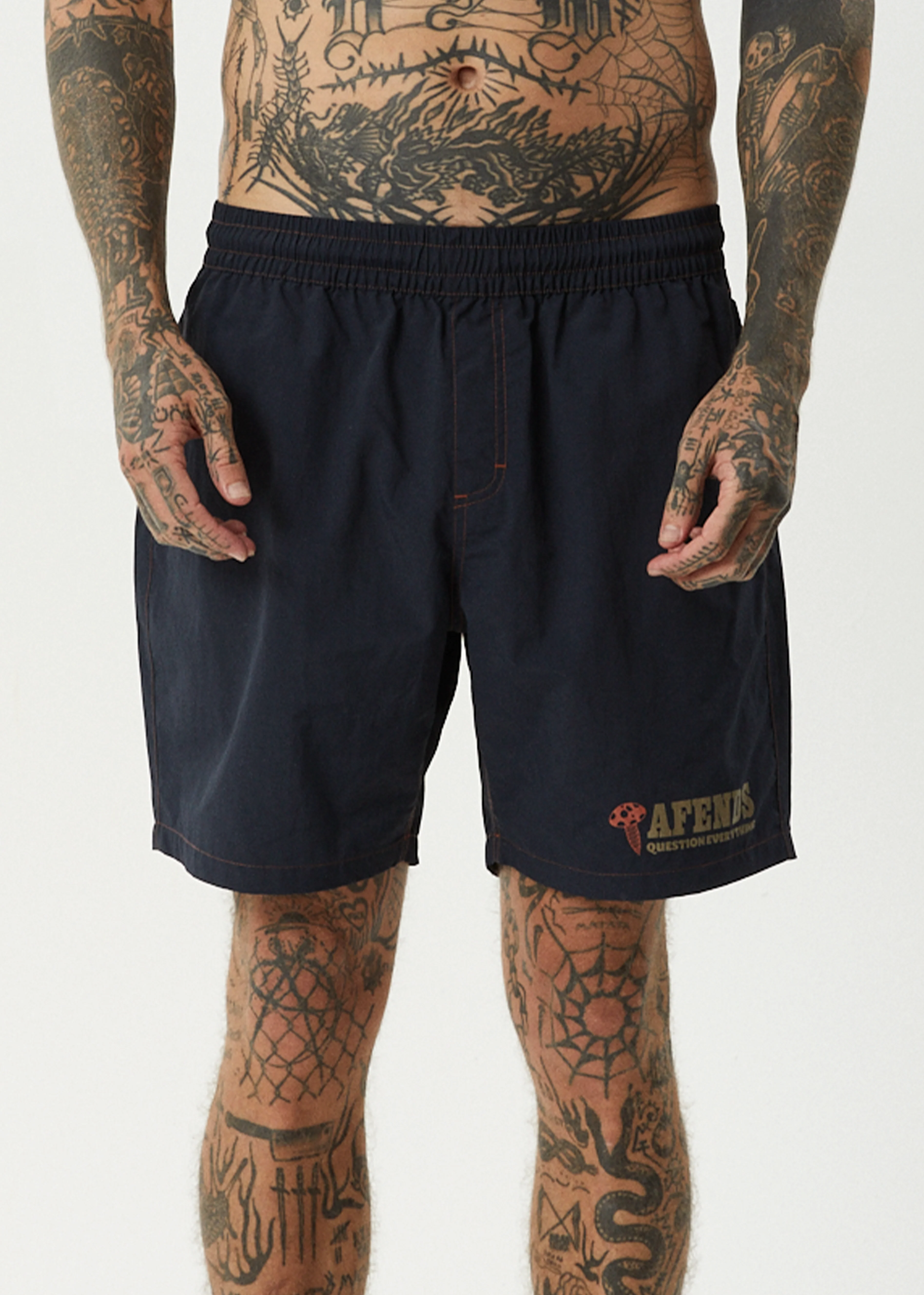 AFENDS Mens Nuts N Bolts - Baywatch Swim Short 18" - Deep Sea - Image 6