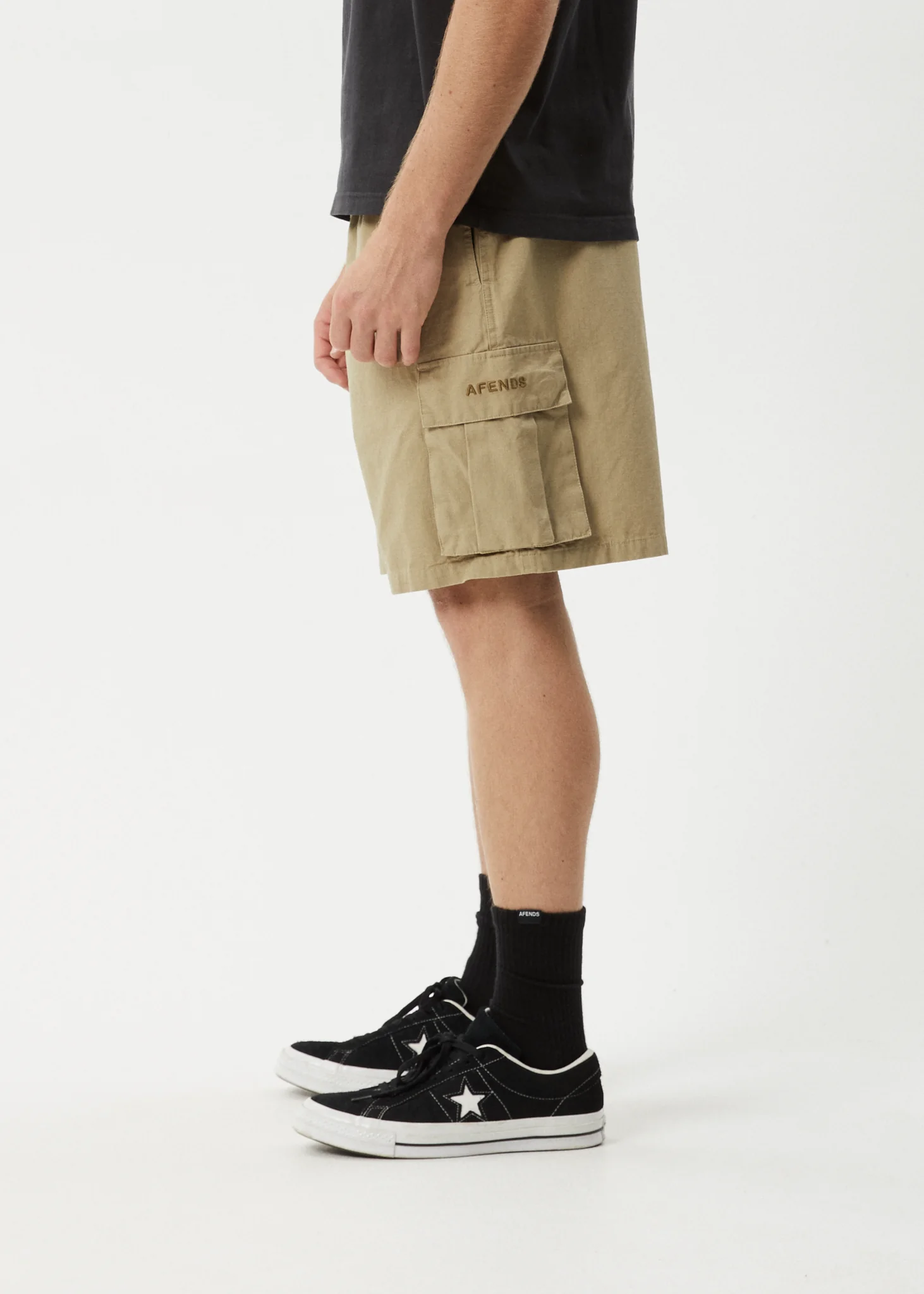 AFENDS Mens Ripped Out 98 - Oversized Cargo Short 22" - Boa - Image 4
