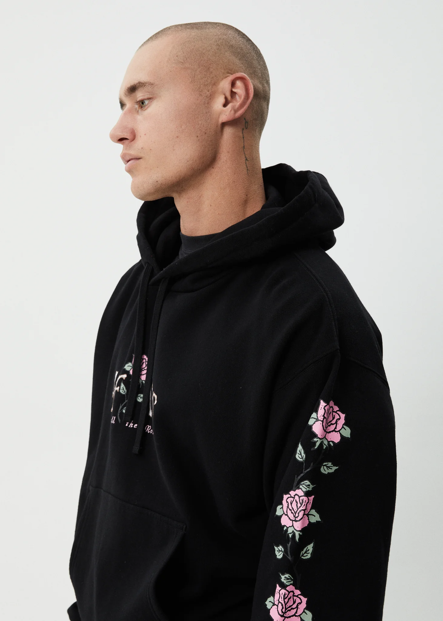 AFENDS Mens Smell The Roses - Boxy Hoodie - Black - Image 9