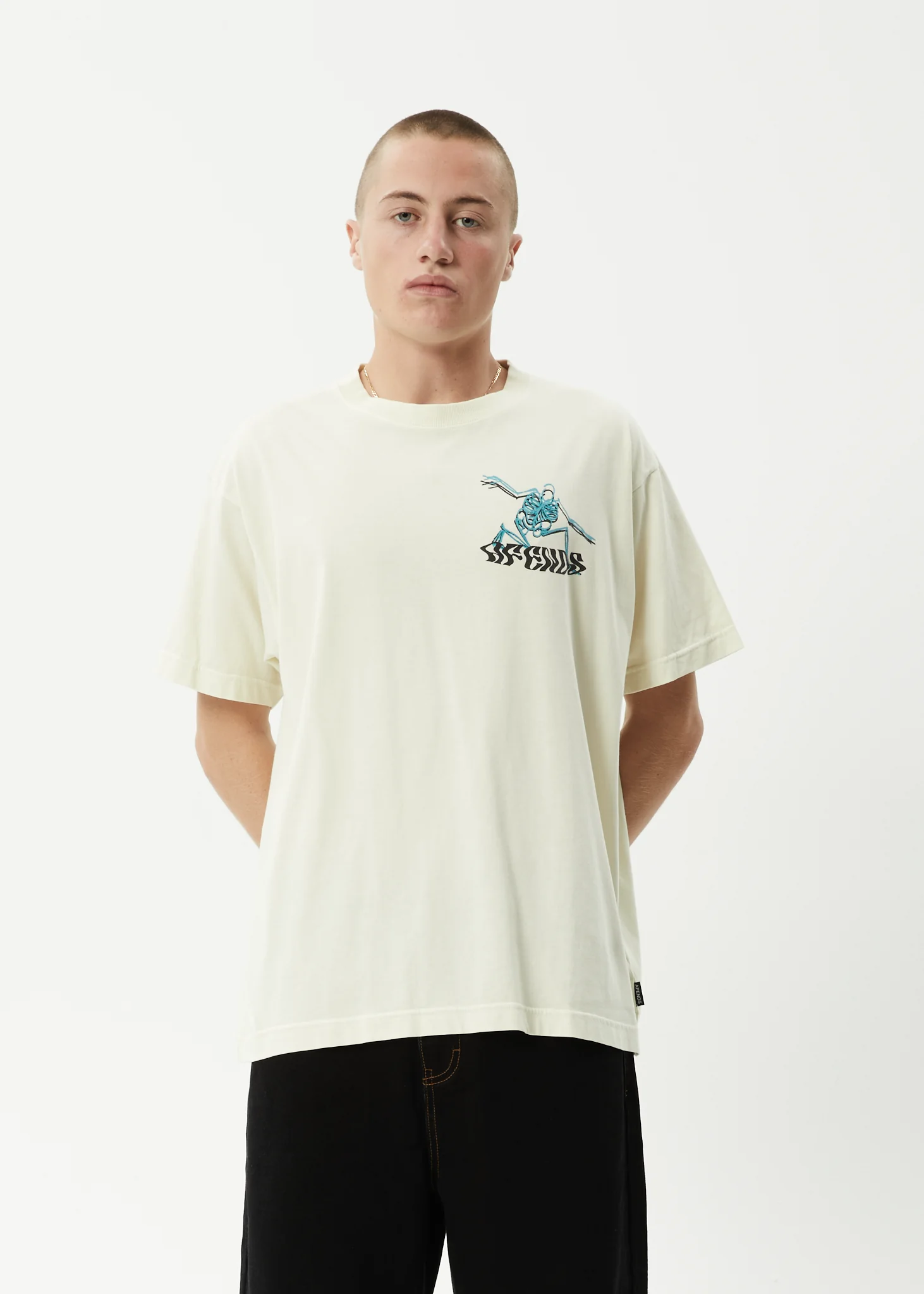 AFENDS Mens Smiling Assassin - Boxy Tee - Limestone - Image 3