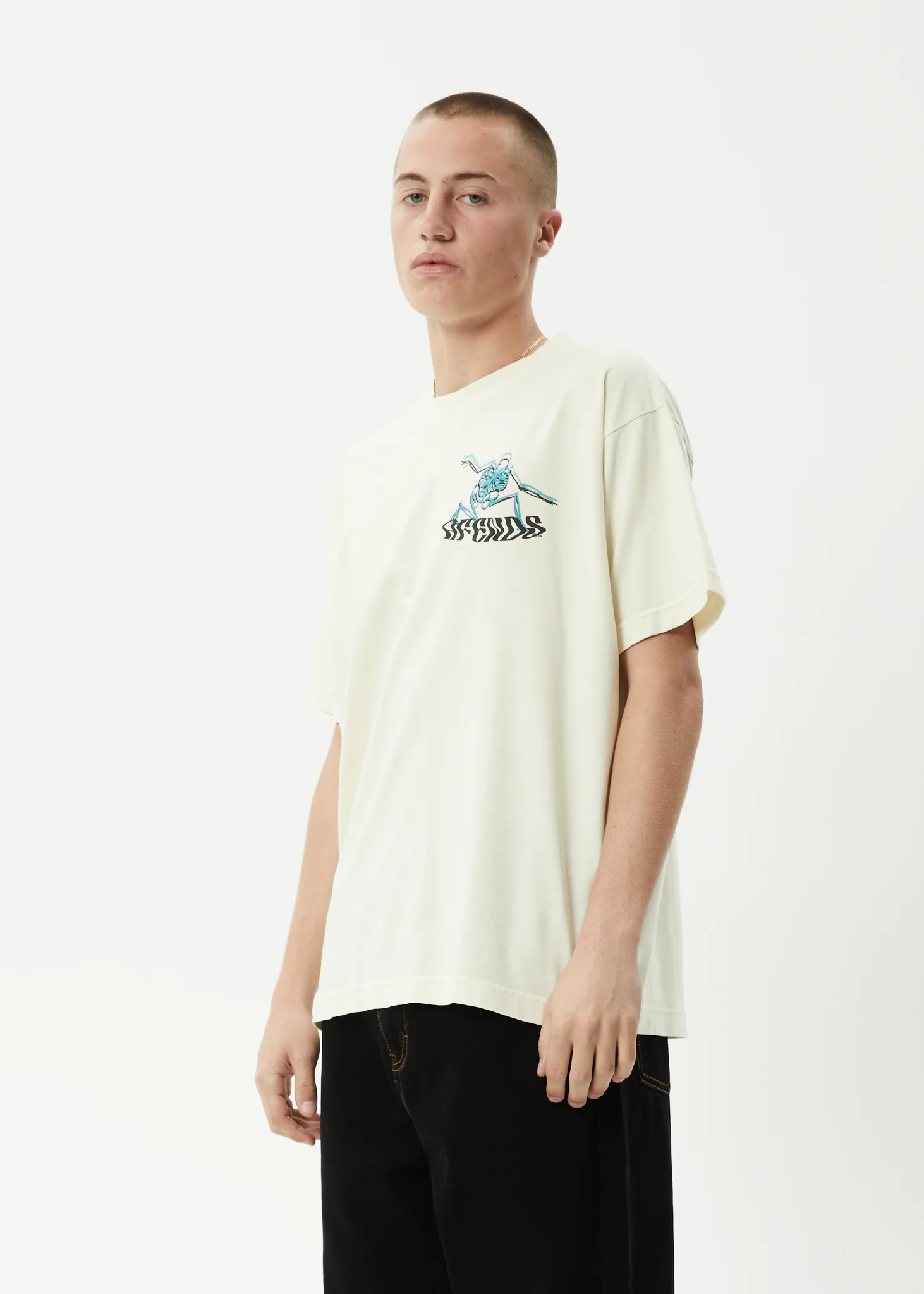 AFENDS Mens Smiling Assassin - Boxy Tee - Limestone - Image 4