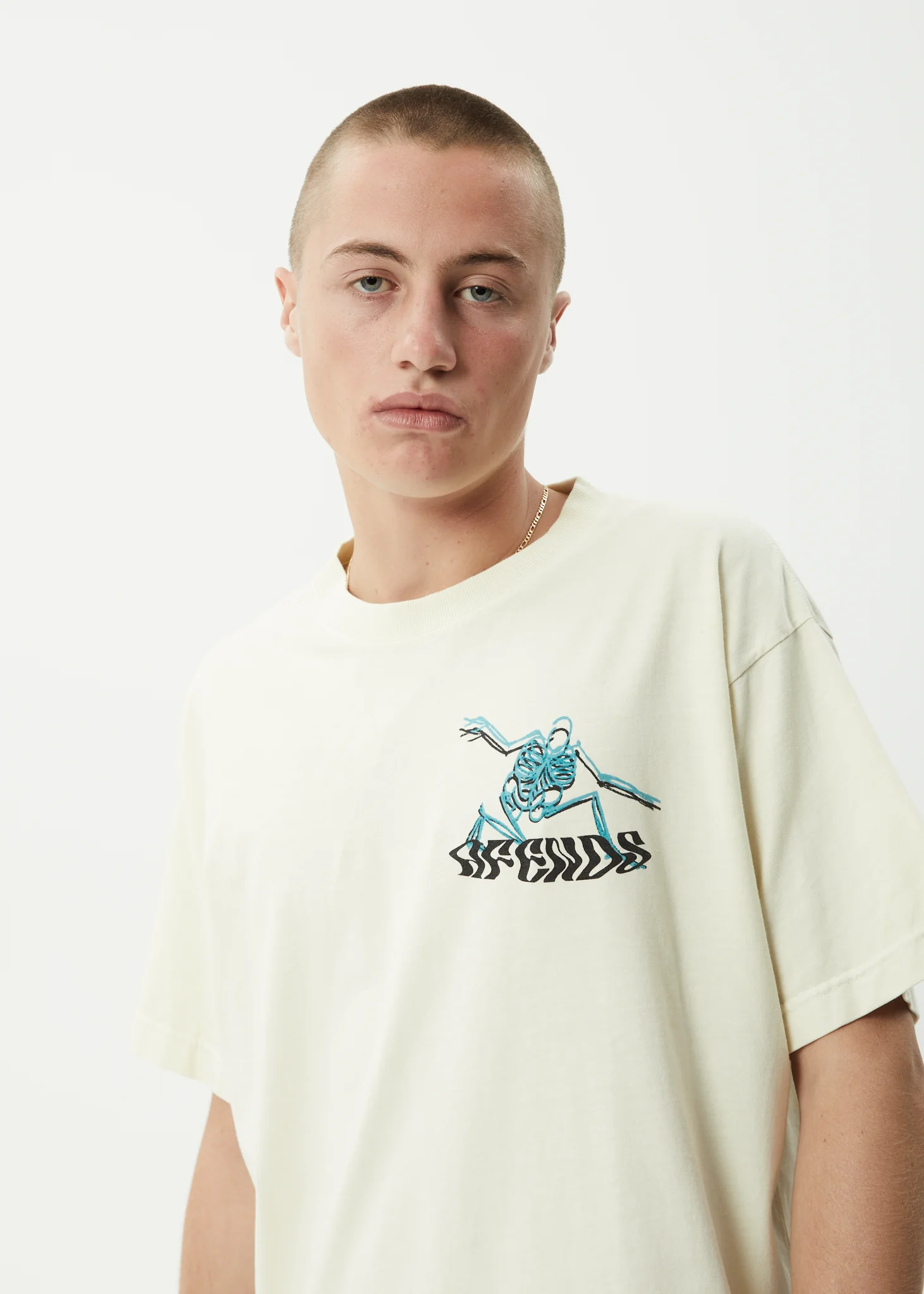 AFENDS Mens Smiling Assassin - Boxy Tee - Limestone - Image 9