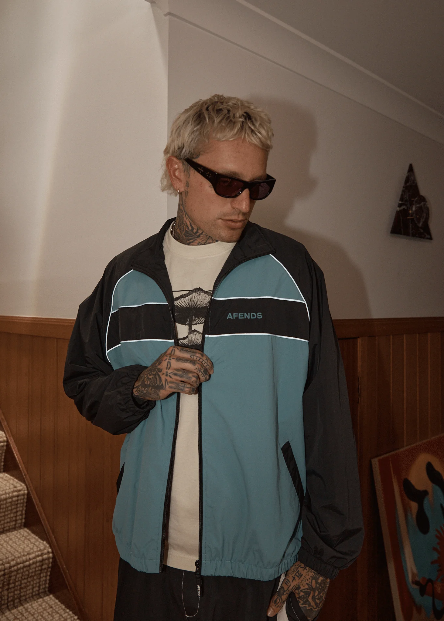 AFENDS Mens Spicy - Sports Spray Jacket - Ocean Spray - Image 3