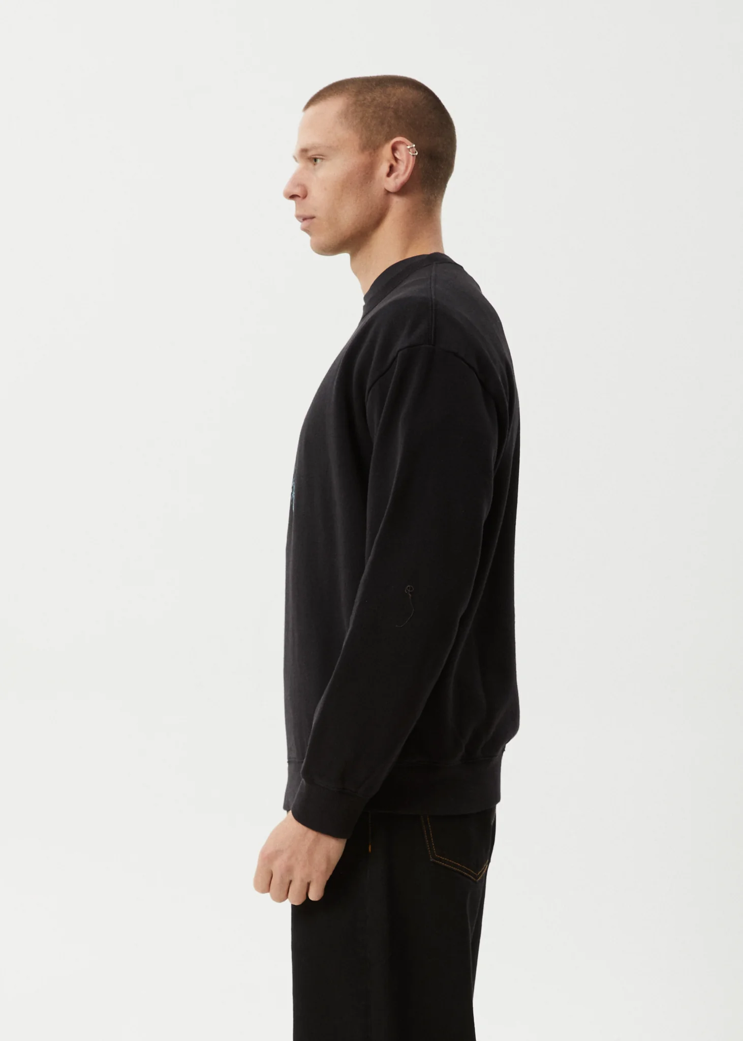 AFENDS Mens Surf Or Fly - Crew Neck Jumper - Black - Image 4