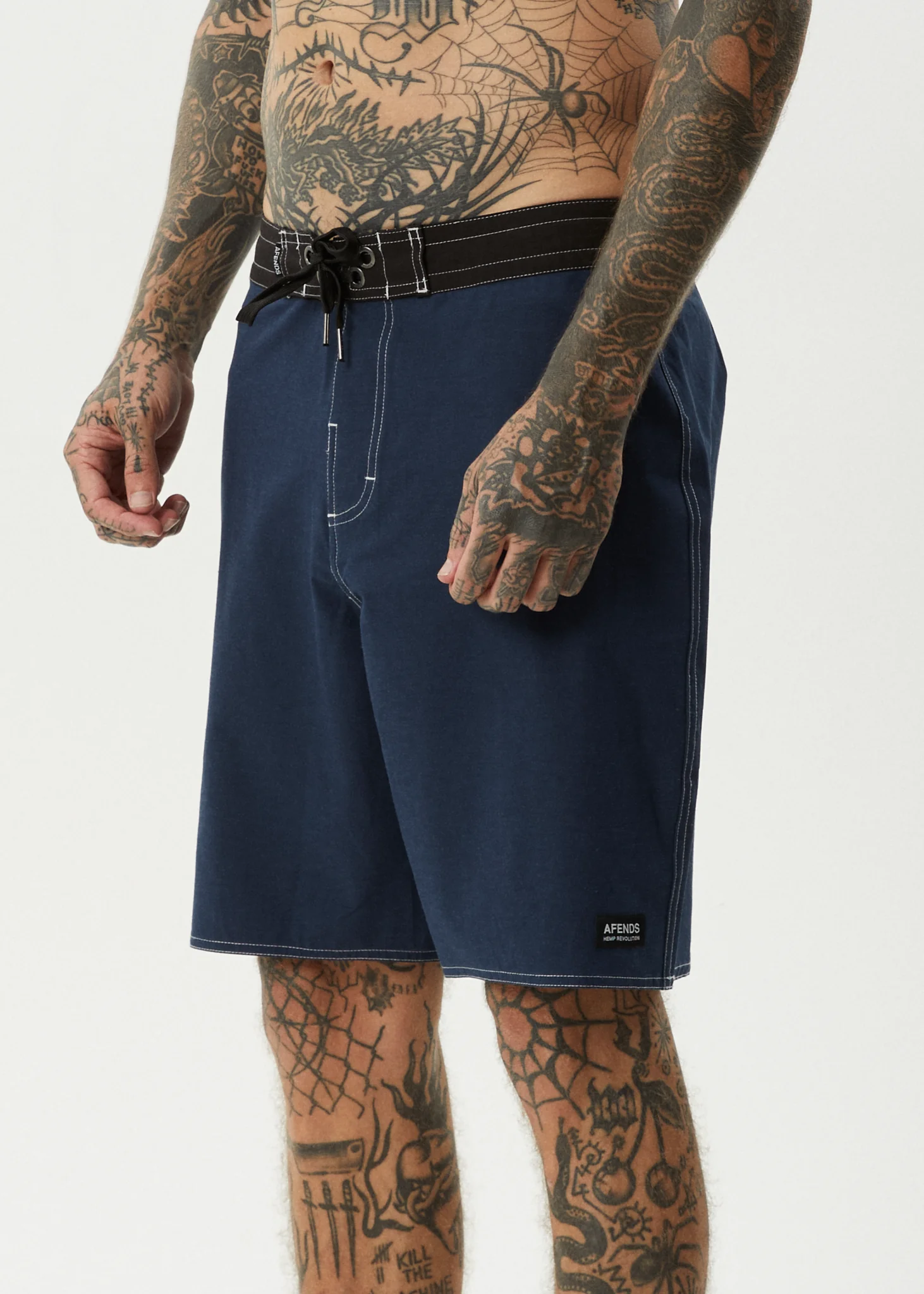 AFENDS Mens Surf Related - Fixed Waist Boardshort 20" - Navy - Image 3