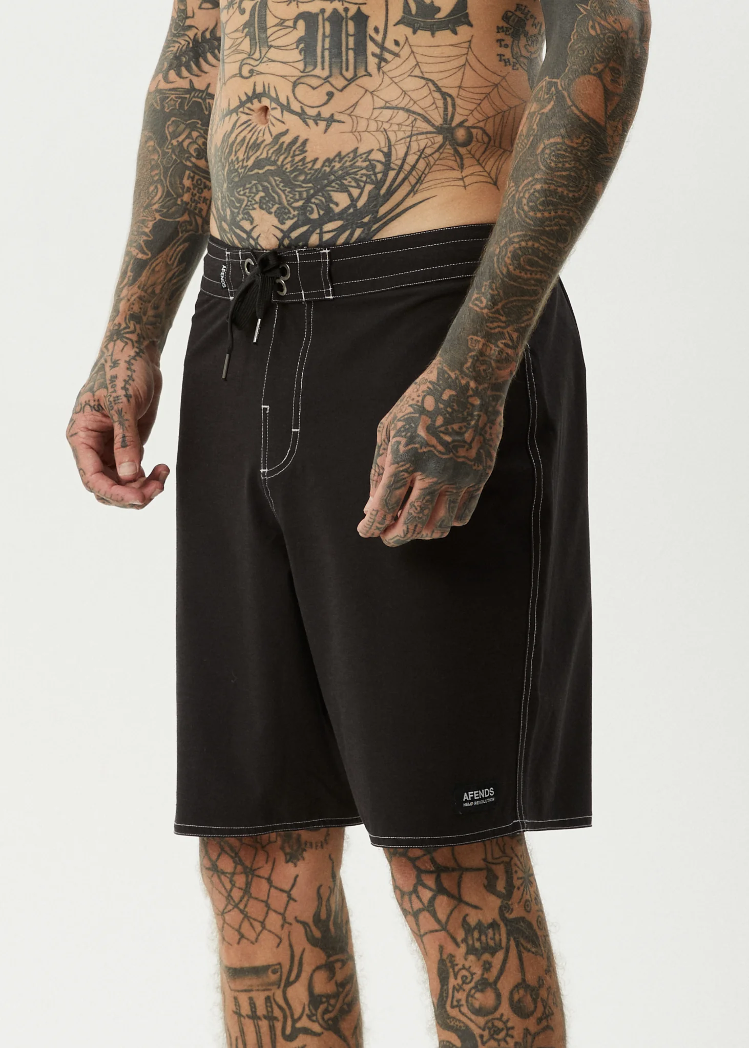 AFENDS Mens Surf Related - Fixed Waist Boardshort 20" - Black - Image 3