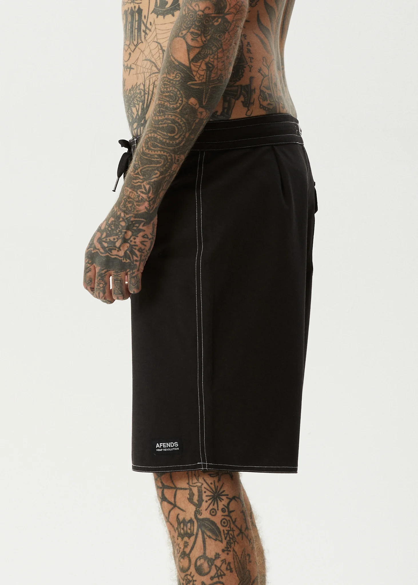 AFENDS Mens Surf Related - Fixed Waist Boardshort 20" - Black - Image 4