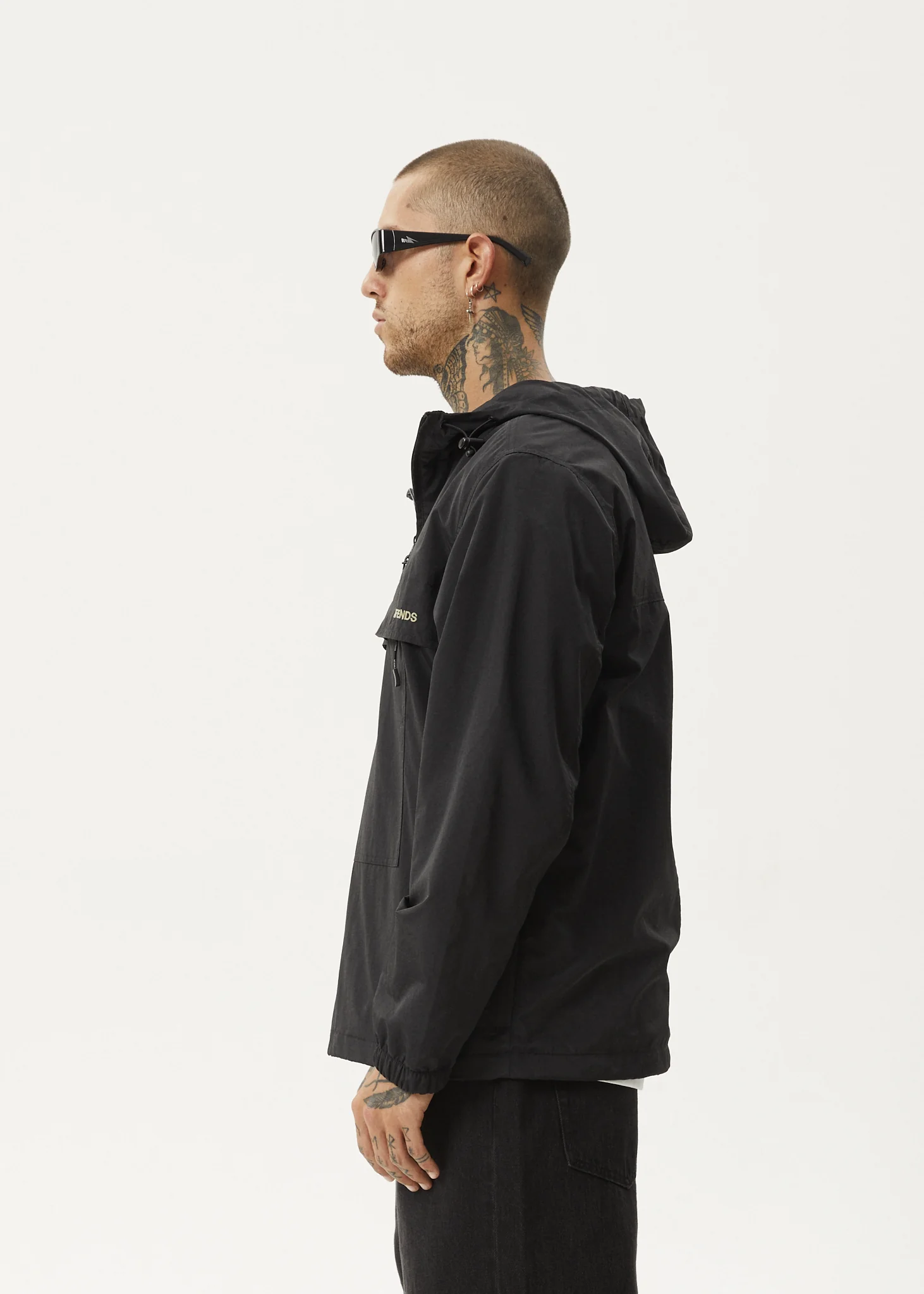 AFENDS Mens System - Water Resistant Spray Anorak Jacket - Black - Image 4