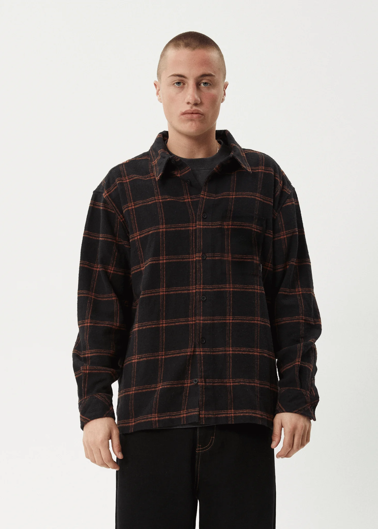 AFENDS Mens Terror - Flannel Shirt - Black Check - Image 2