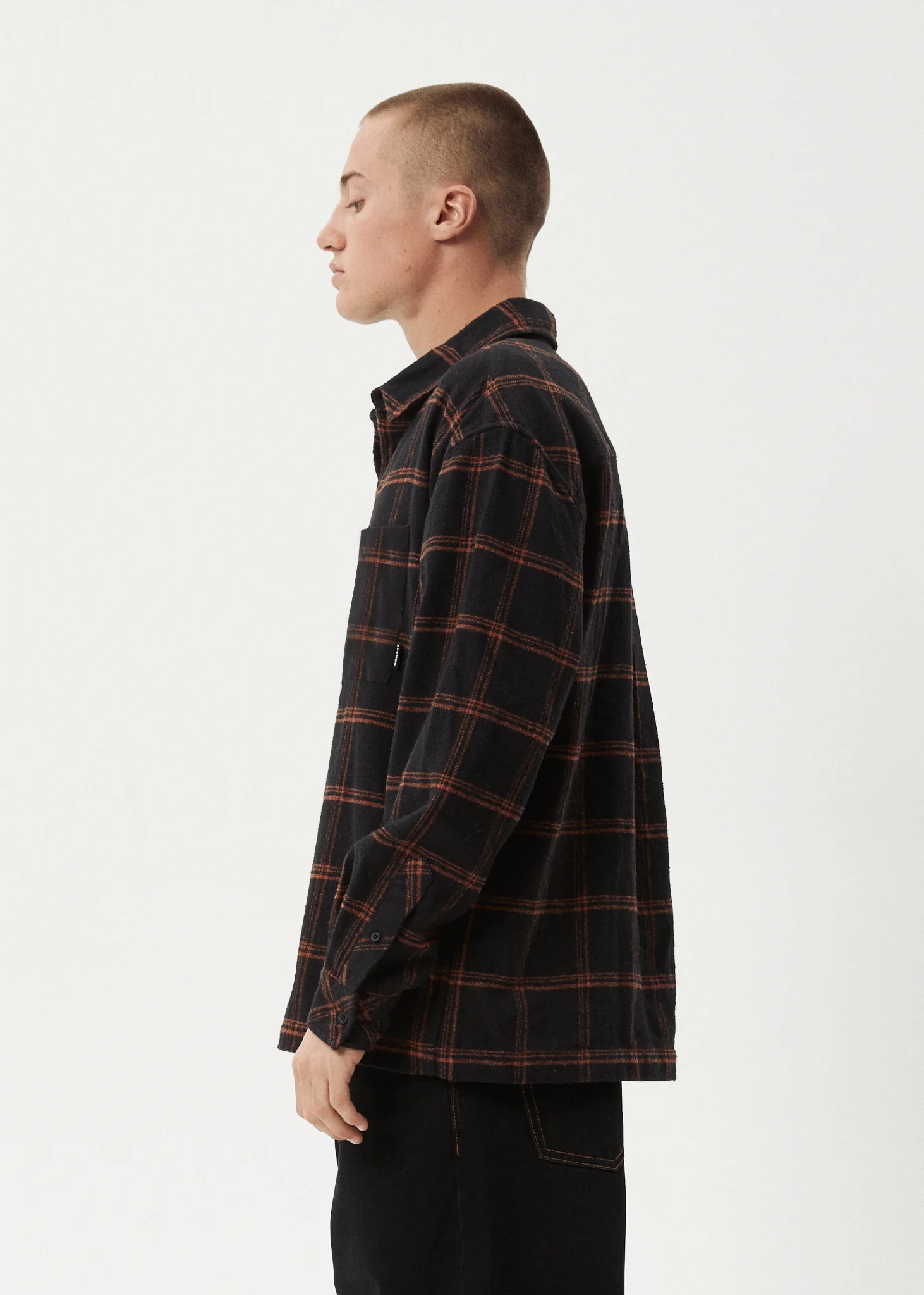 AFENDS Mens Terror - Flannel Shirt - Black Check - Image 4