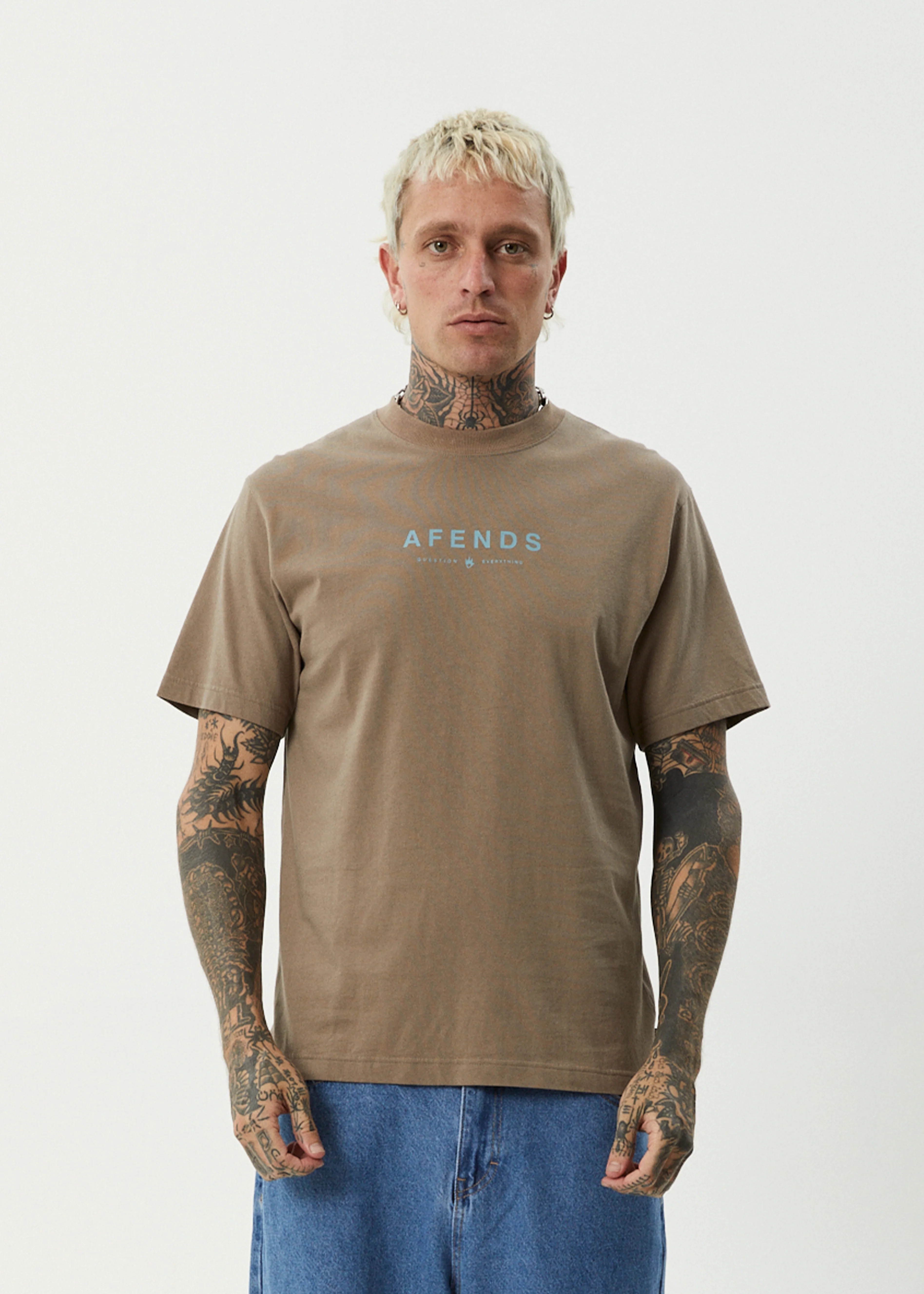 AFENDS Mens Thrown Out - Retro Tee - Fossil - Image 2