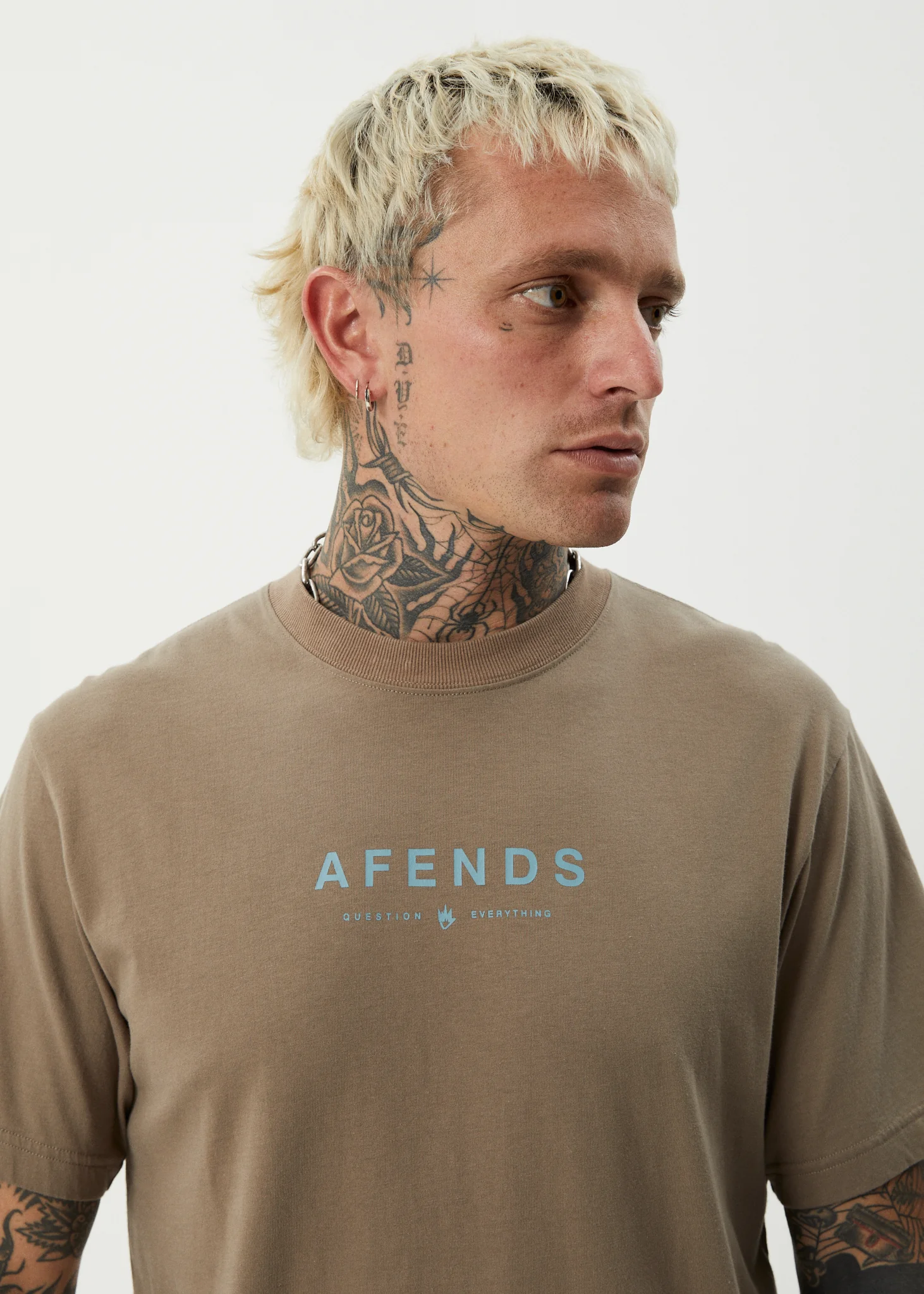 AFENDS Mens Thrown Out - Retro Tee - Fossil - Image 6