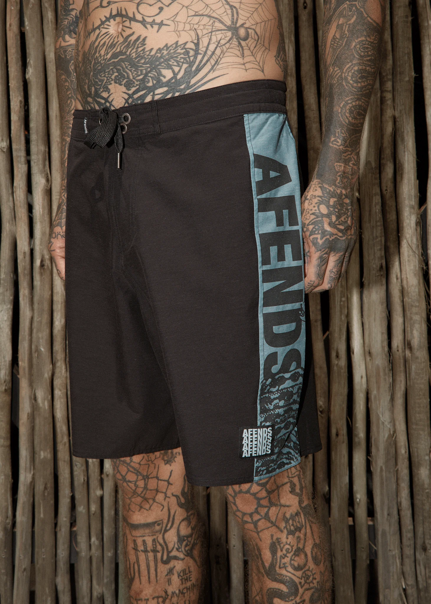 AFENDS Mens Tread - Surf Related Boardshort 20" - Black - Image 2