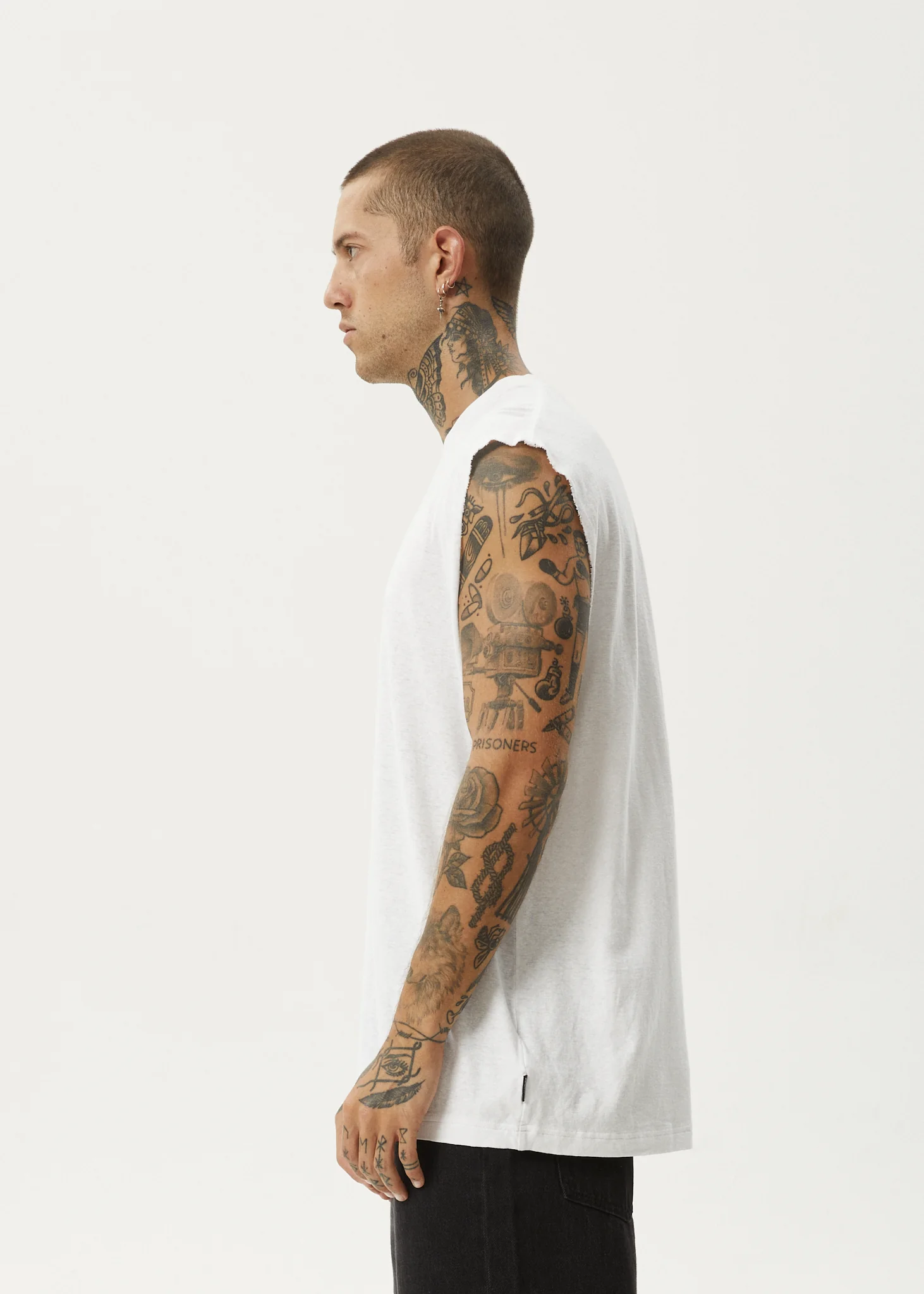 AFENDS Mens Vacation - Sleeveless Tee - White - Image 4
