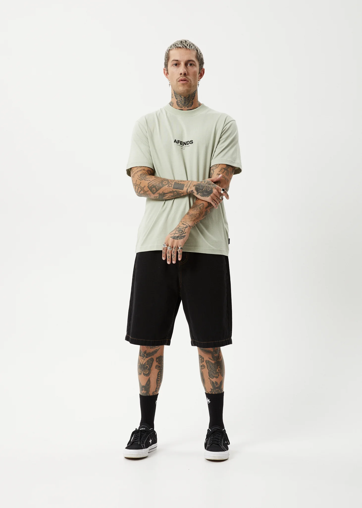AFENDS Mens Vinyl - Retro Tee - Eucalyptus - Image 6